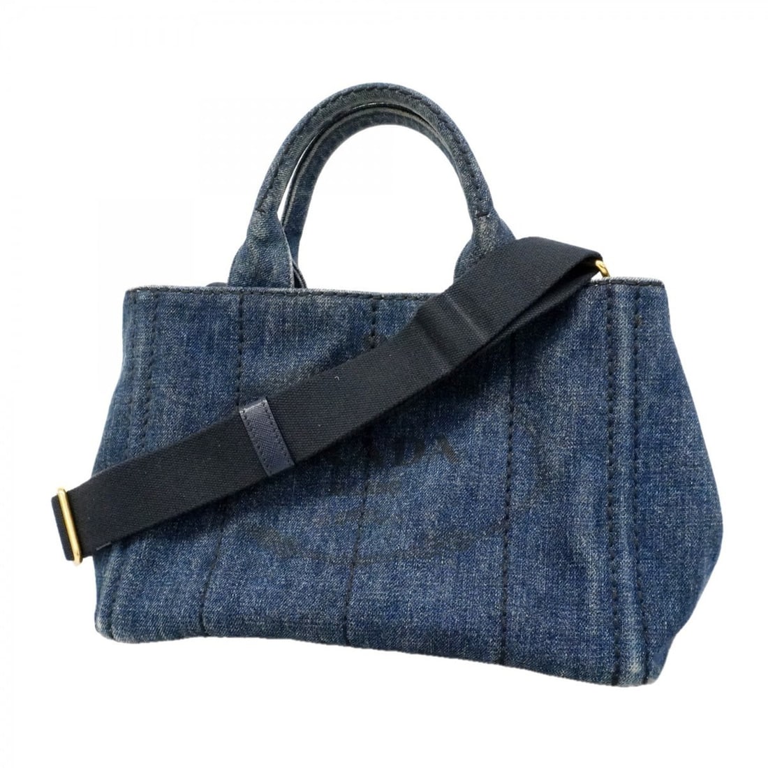 Prada Canapa Tote Bag, Denim Blue, 2-way bag for women, P3075922: --- Catalog ---Category: SizeSize (HxWxD): 19cm x 28.5cm x 16cm / 7.48'' x 11.22'' x 6.29''Category: DesignType: Tote bagColor: BlueGender: WomenMaterial: Denim Hardware Color: GoldCategory: GeneralBr