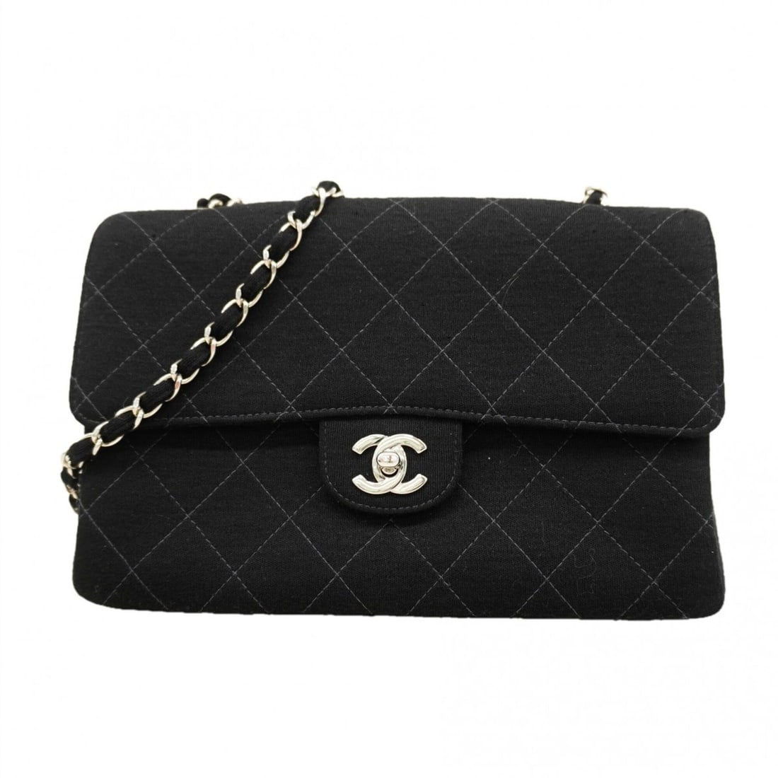 Chanel Matelassé Chain Shoulder Bag, Cotton, Black, Women's: --- Catalog ---Category: SizeSize (HxWxD): 18cm x 25cm x 6.5cm / 7.08'' x 9.84'' x 2.55''Category: DesignType: Shoulder bagColor: BlackGender: WomenMaterial: Cotton Hardware Color: SilverCategory: Gen