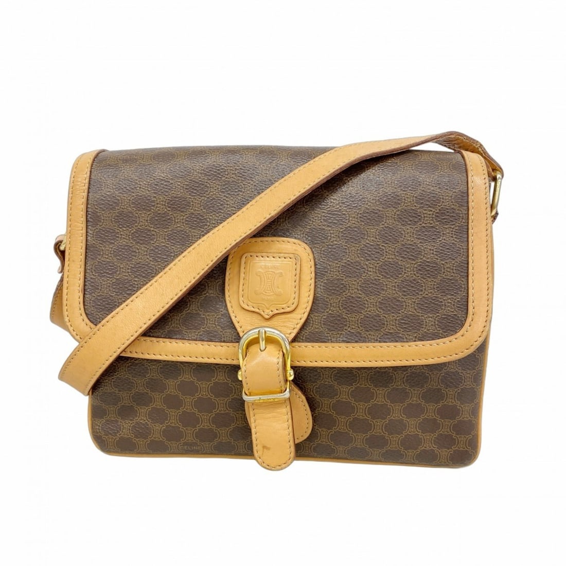 Celine Macadam Shoulder Bag, Brown, Women's: --- Catalog ---Category: SizeSize (HxWxD): 21cm x 23cm x 8cm / 8.26'' x 9.05'' x 3.14''Category: DesignType: Shoulder bagColor: BrownGender: WomenMaterial: PVC Hardware Color: GoldCategory: GeneralBra
