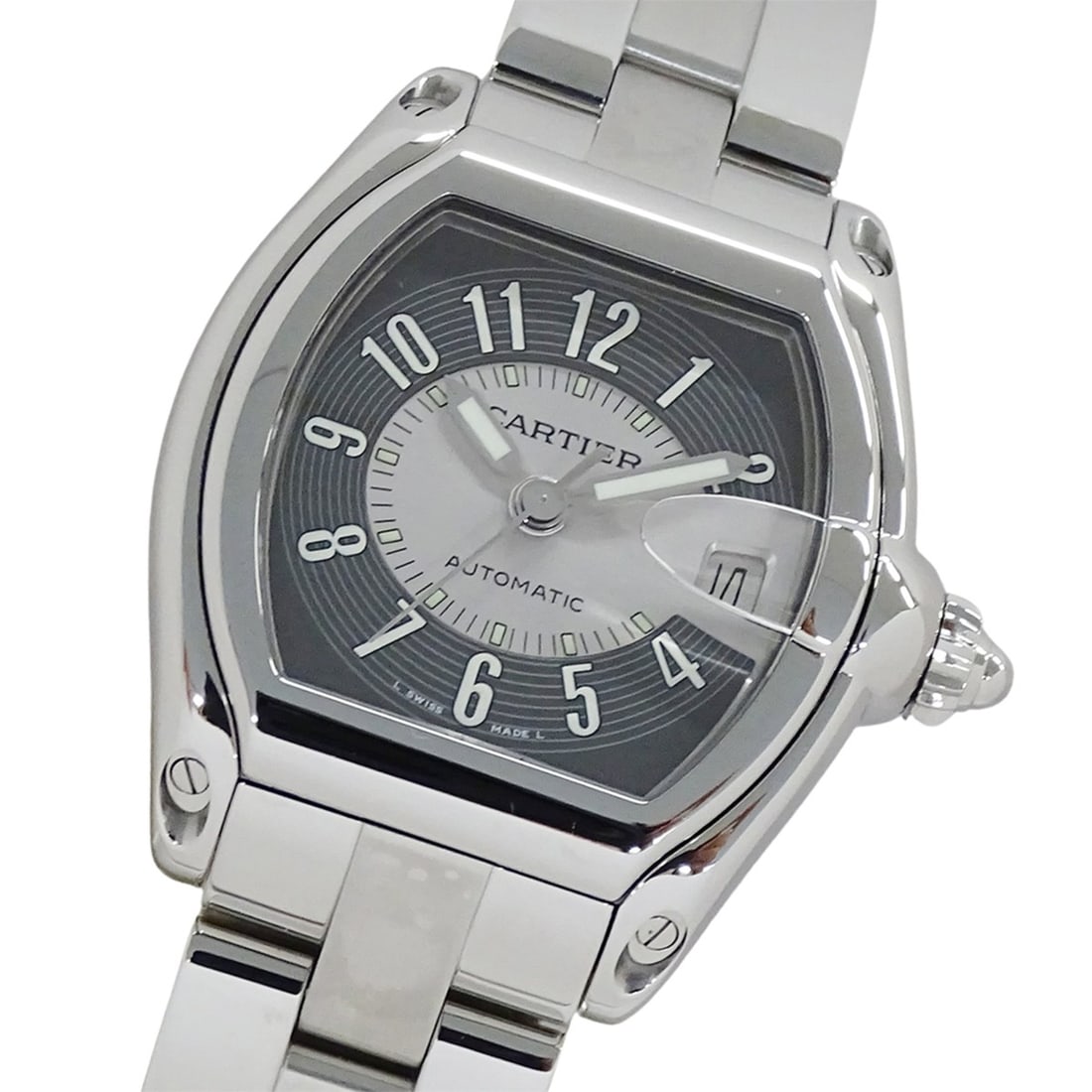 Cartier Roadster LM Date Automatic Watch for Men, Stainless Steel (W62001V3), Silver/Gray: --- Catalog ---Category: SizeWrist Size: 20cm / 7.87''Case Diameter: 38mm / 1.5''Category: DesignType: WristwatchGender: MenColor (Dial): GrayMaterial (Band): Stainless steelMaterial (Case): Stainless