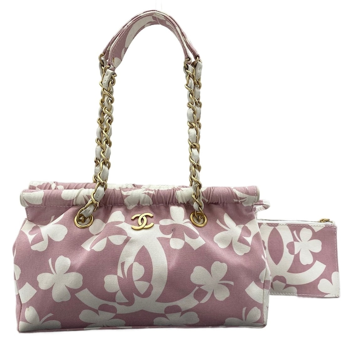 Chanel Clover Shoulder Bag Pink: --- Catalog ---Category: SizeSize (HxWxD): 17cm x 27.5cm x 6.5cm / 6.69'' x 10.82'' x 2.55''Strap Length: 21cm / 8.26''Category: DesignType: Shoulder bagColor: PinkGender: WomenCategory: GeneralBrand:
