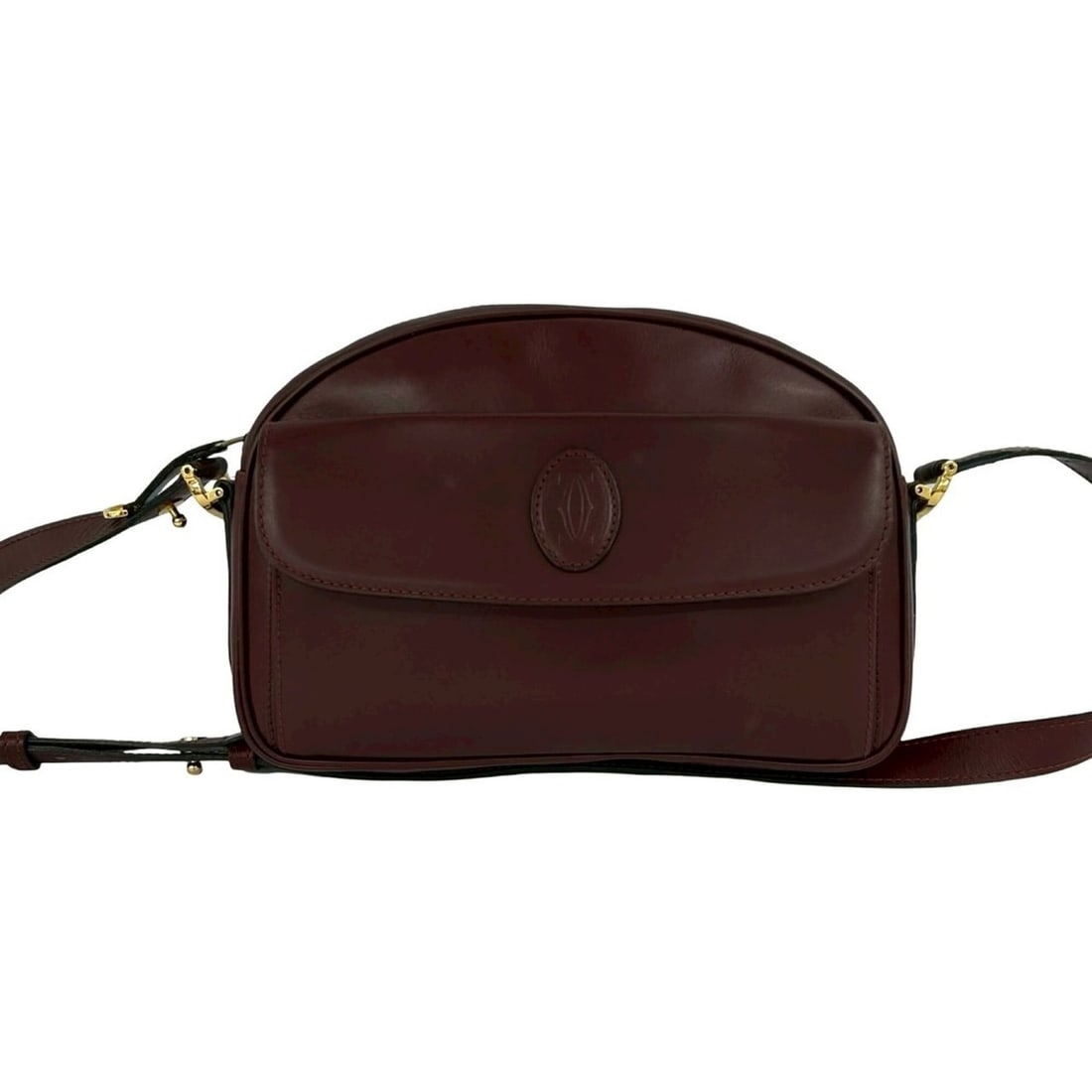 CARTIER Vintage Must Line Logo Leather Shoulder Bag/Sacoche/Pochette, Bordeaux, 59004: --- Catalog ---Category: SizeSize (HxWxD): 15.5cm x 22cm x 4.5cm / 6.1'' x 8.66'' x 1.77''Category: DesignType: Pochette, Shoulder bagColor: Wine redGender: WomenMaterial: Leather Category: GeneralBra