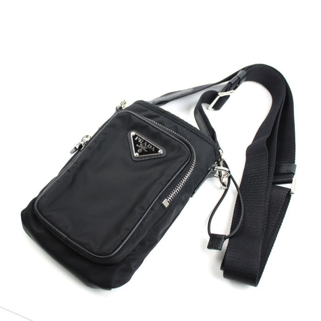 PRADA Tessuto Shoulder Bag, Black, 2ZH155_2DMI_F0002, with IC chip, for women.: --- Catalog ---Category: SizeSize (HxWxD): 18cm x 13cm / 7.08'' x 5.11''Category: DesignType: Shoulder bagColor: BlackGender: WomenMaterial: Nylon , Leather Category: GeneralMPN: 2ZH155_2DMI_F0002Bran
