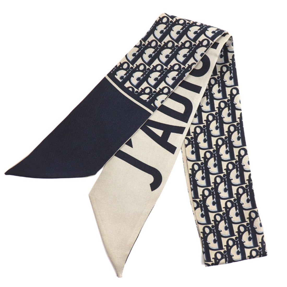 Christian Dior Dior Trotter Oblique Logo Reversible Scarf/Muffler, Navy/Beige, Women's: --- Catalog ---Category: SizeSize (LxW): 6cm x 99cm / 2.36'' x 38.97''Category: DesignType: ScarfColor: Beige, NavyGender: WomenMaterial: Silk Category: GeneralBrand: Christian DiorCountry of Origin: 