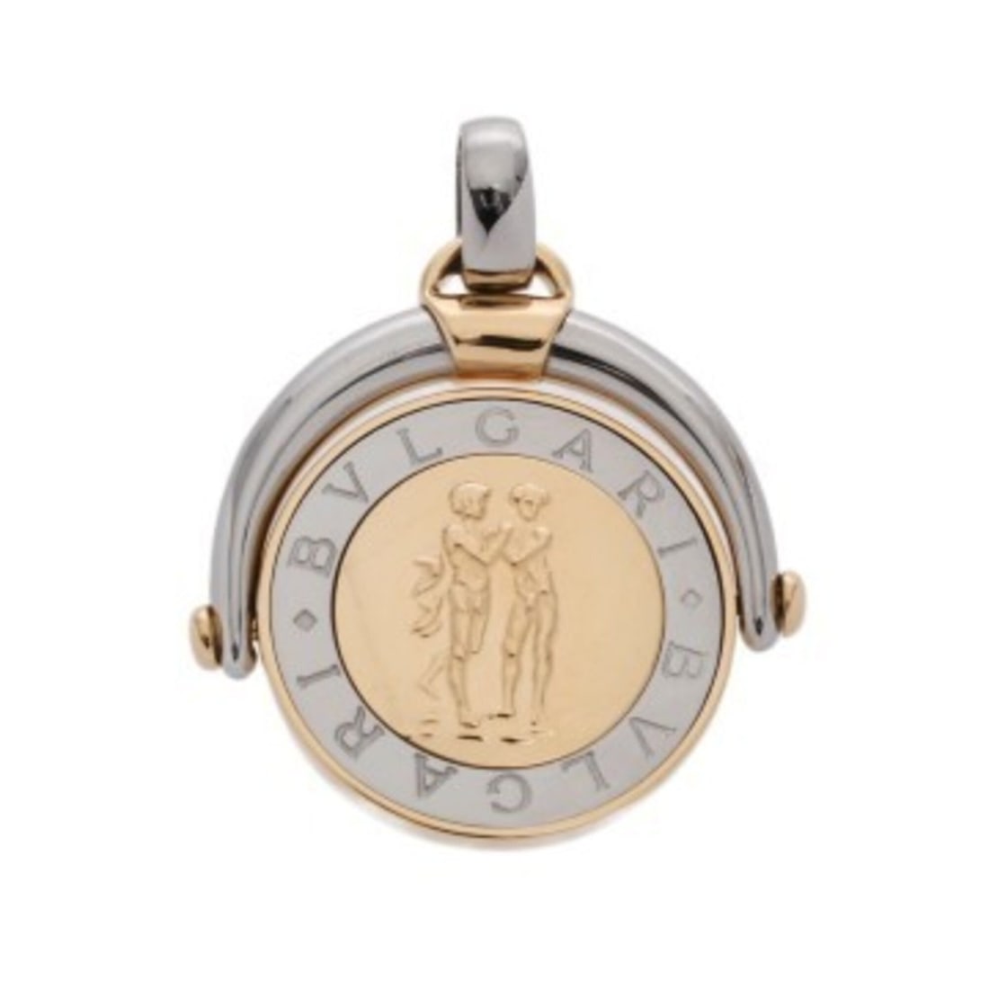 BVLGARI Bulgari Horoscope Gemini Women's Stainless Steel 18K Yellow Gold YG Pendant Top A Rank Used: --- Catalog ---Category: SizePendant Size: 34.5mm x 28mm / 1.35'' x 1.1''Category: DesignGender: WomenMaterial: Stainless steel, Yellow gold (18K)Necklace Type: PendantCategory: GeneralBrand: Bvlgari-