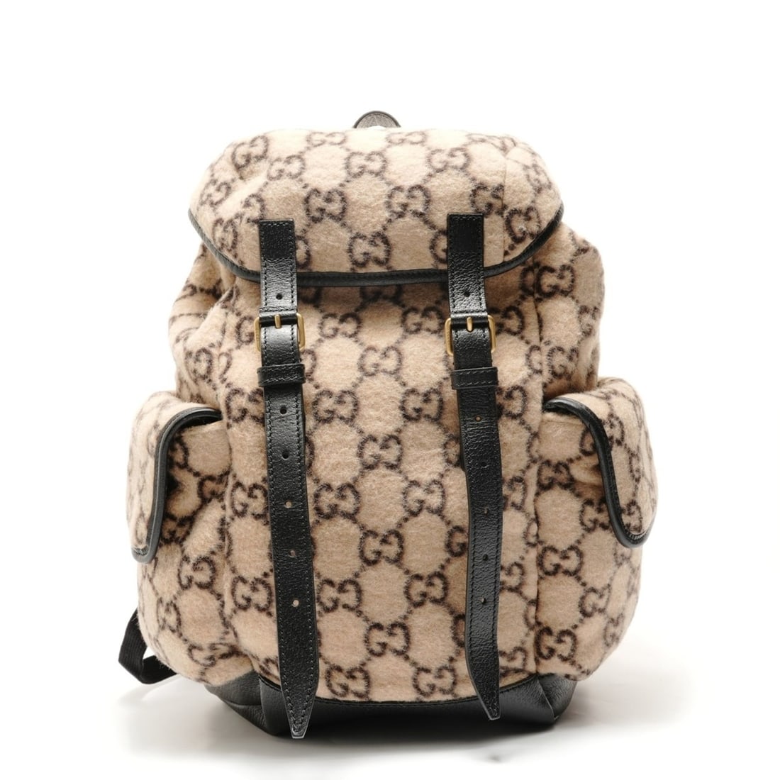 Gucci GG Wool Leather Backpack, Beige: --- Catalog ---Category: SizeHandle Drop: 9.00cm / 3.54''Size (HxWxD): 40cm x 35cm x 13cm / 15.74'' x 13.77'' x 5.11''Strap Length: 48cm - 85cm / 18.89'' - 33.46''Category: DesignType: BackpackColor: 