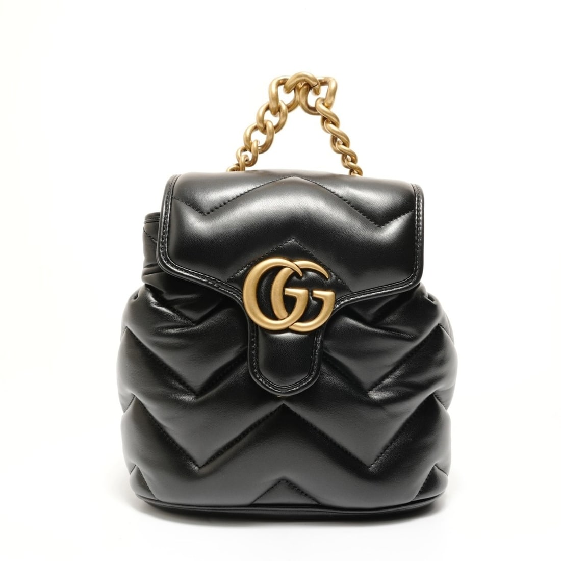 Gucci GG Marmont Quilted Leather Backpack (Black): --- Catalog ---Category: SizeHandle Drop: 6.00cm / 2.36''Size (HxWxD): 20cm x 20cm x 10cm / 7.87'' x 7.87'' x 3.93''Strap Length: 65cm - 73cm / 25.59'' - 28.74''Category: DesignType: BackpackColor: Bl