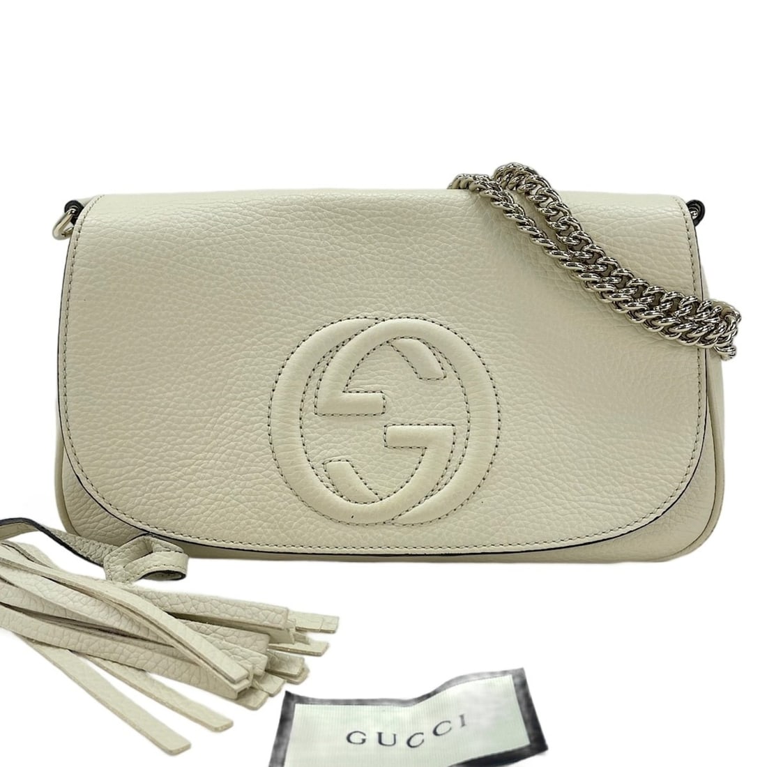 Gucci Soho Shoulder Bag, White: --- Catalog ---Category: SizeSize (HxWxD): 16cm x 27cm x 5cm / 6.29'' x 10.62'' x 1.96''Category: DesignType: Shoulder bagColor: WhiteGender: WomenCategory: GeneralBrand: GucciCountry of Origin: Italy
