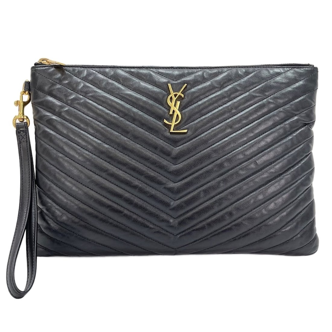 Yves Saint Laurent V-stitch Cassandra Clutch Bag, Black: --- Catalog ---Category: SizeSize (HxWxD): 20cm x 29cm x 1cm / 7.87'' x 11.41'' x 0.39''Category: DesignType: Clutch bagColor: BlackGender: WomenCategory: GeneralBrand: Yves Saint LaurentCountry of Or