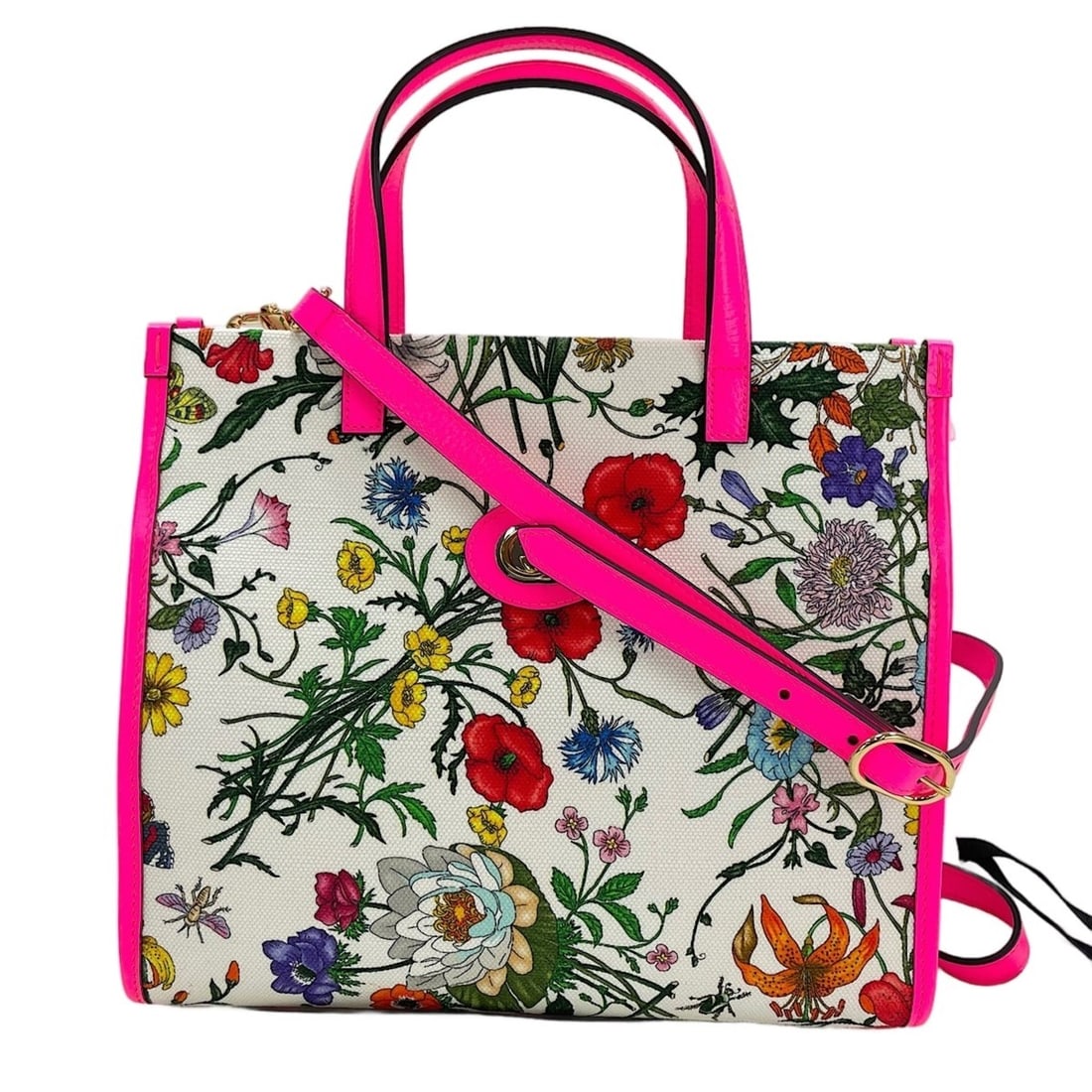 Gucci Flora 2-Way Handbag, Multicolor: --- Catalog ---Category: SizeSize (HxWxD): 24cm x 28cm x 10cm / 9.44'' x 11.02'' x 3.93''Category: DesignType: HandbagColor: ClearGender: WomenCategory: GeneralBrand: GucciCountry of Origin: Italy--- 