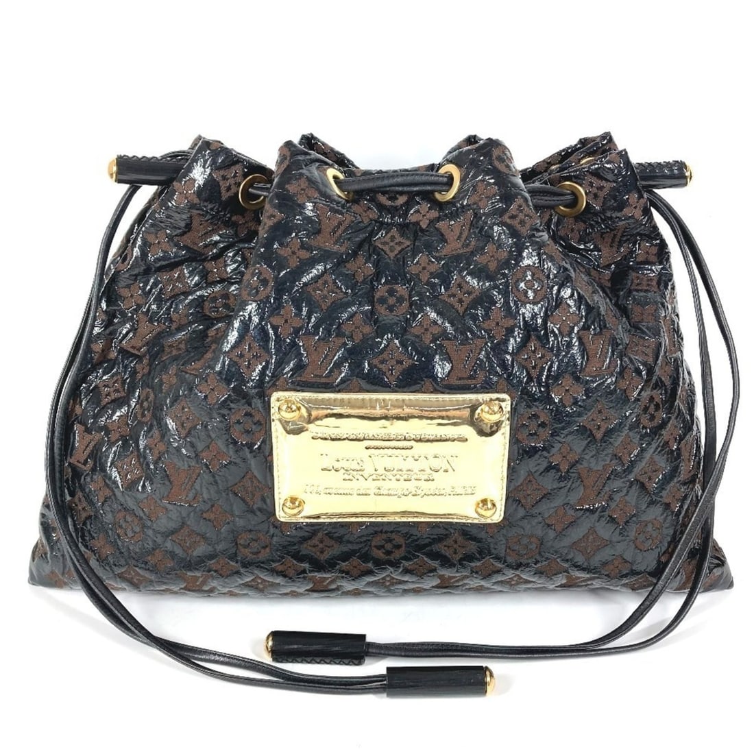 LOUIS VUITTON M95259 Monogram Elvinyl Squeeze Bag, Drawstring Tote Shoulder Leather, Canvas,: --- Catalog ---Category: SizeSize (HxWxD): 32cm x 44.5cm / 12.59'' x 17.51''Category: DesignType: Shoulder bag, Tote bagColor: Black, BrownGender: WomenMaterial: Leather , Canvas , Vinyl Category: Gen