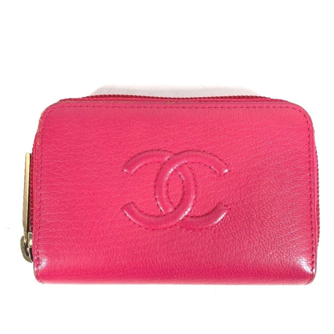 CHANEL CC Coco Mark Logo Wallet, Coin Purse, Round Zipper, Leather, Women's, Pink: --- Catalog ---Category: SizeSize (HxWxD): 7cm x 10.5cm / 2.75'' x 4.13''Category: DesignType: Coin purse/coin caseColor: PinkGender: Men,WomenMaterial: Leather Category: GeneralBrand: ChanelCountry o