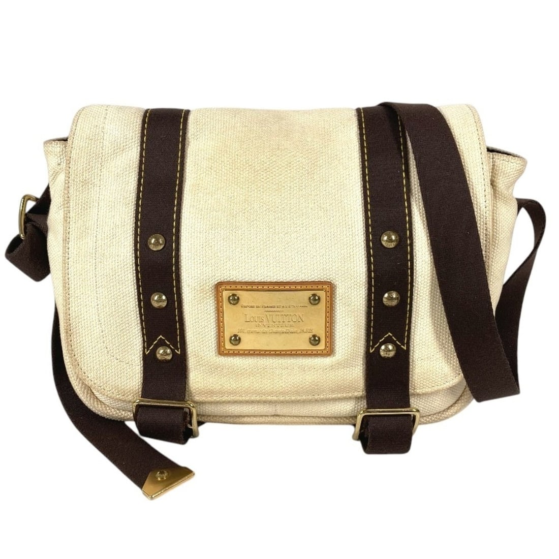LOUIS VUITTON M40042 Antigua Buzas PM Messenger Crossbody Bag Shoulder Canvas Men's Women's Ecru: --- Catalog ---Category: SizeSize (HxWxD): 22cm x 29cm x 9cm / 8.66'' x 11.41'' x 3.54''Category: DesignType: Shoulder bagColor: Brown, Ecru, WhiteGender: Men,Women,UnisexMaterial: Canvas Category: Ge