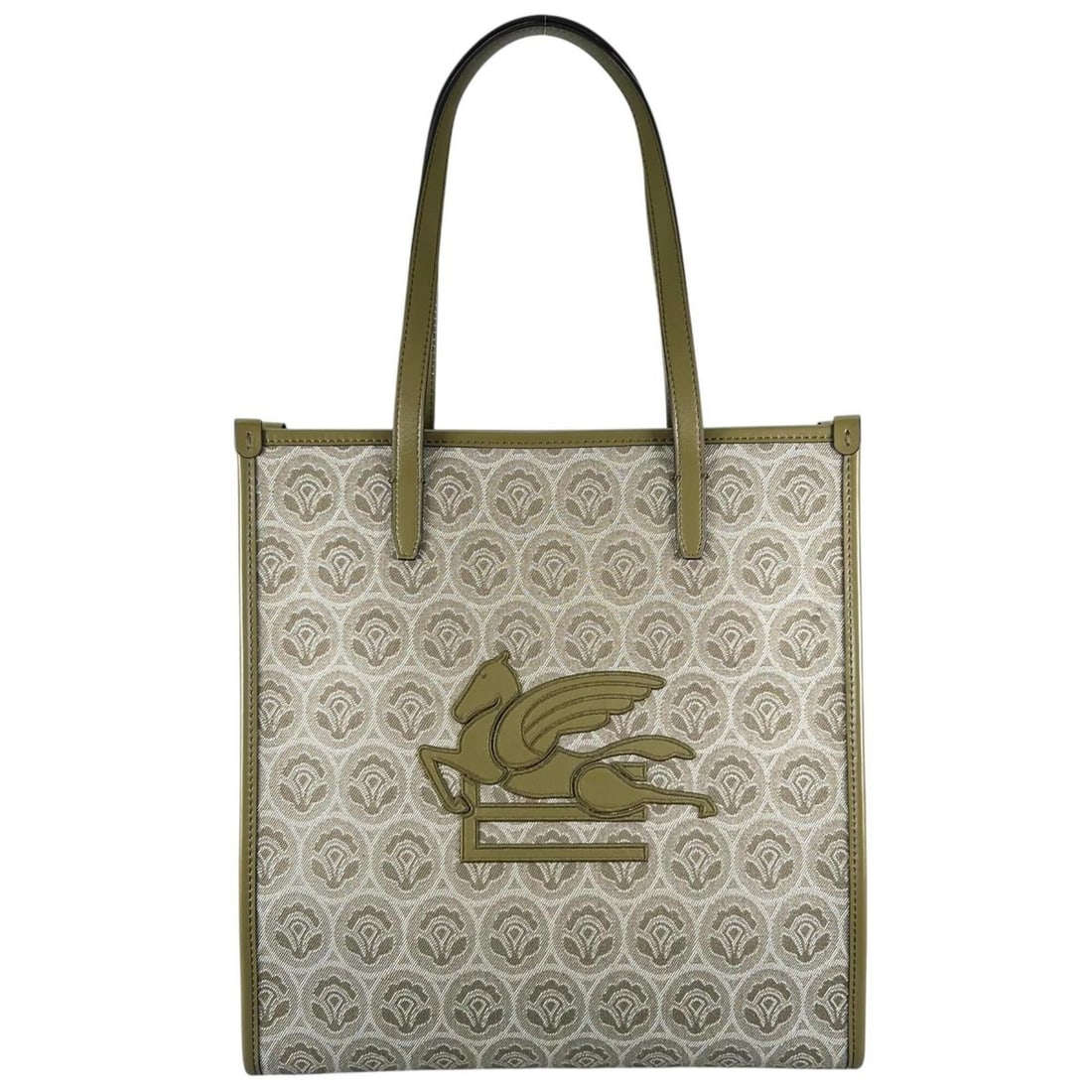 ETRO Love Trotter Bag WP1D0022-AQ037 Denim Jacquard Tote Bag, Cotton Calfskin, Khaki, Women's: --- Catalog ---Category: SizeSize (HxWxD): 33cm x 31.5cm x 13cm / 12.99'' x 12.4'' x 5.11''Category: DesignType: Tote bagColor: KhakiGender: WomenMaterial: Cotton , Leather Leather/Fur Type: CalfskinC