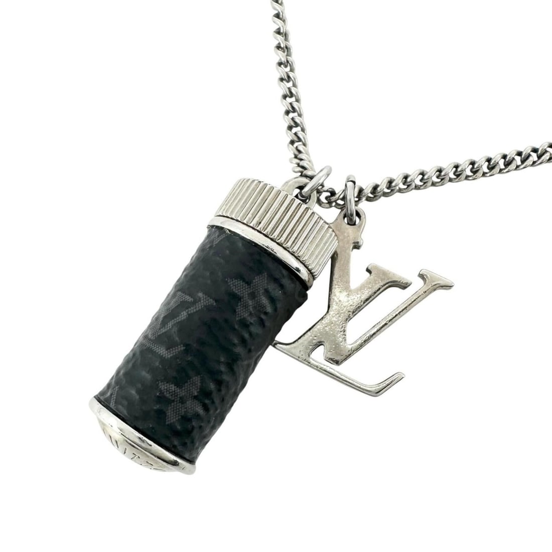 LOUIS VUITTON Louis Vuitton Collier Charms Monogram Eclipse M63641 Necklace Metal Silver Black: --- Catalog ---Category: SizePendant Size: 26mm x 10mm / 1.02'' x 0.39''Neck Circumference: 68 cm / 26.77''Category: DesignColor: SilverGender: WomenMaterial: Metal, Monogram EclipseNecklace Type: Pen