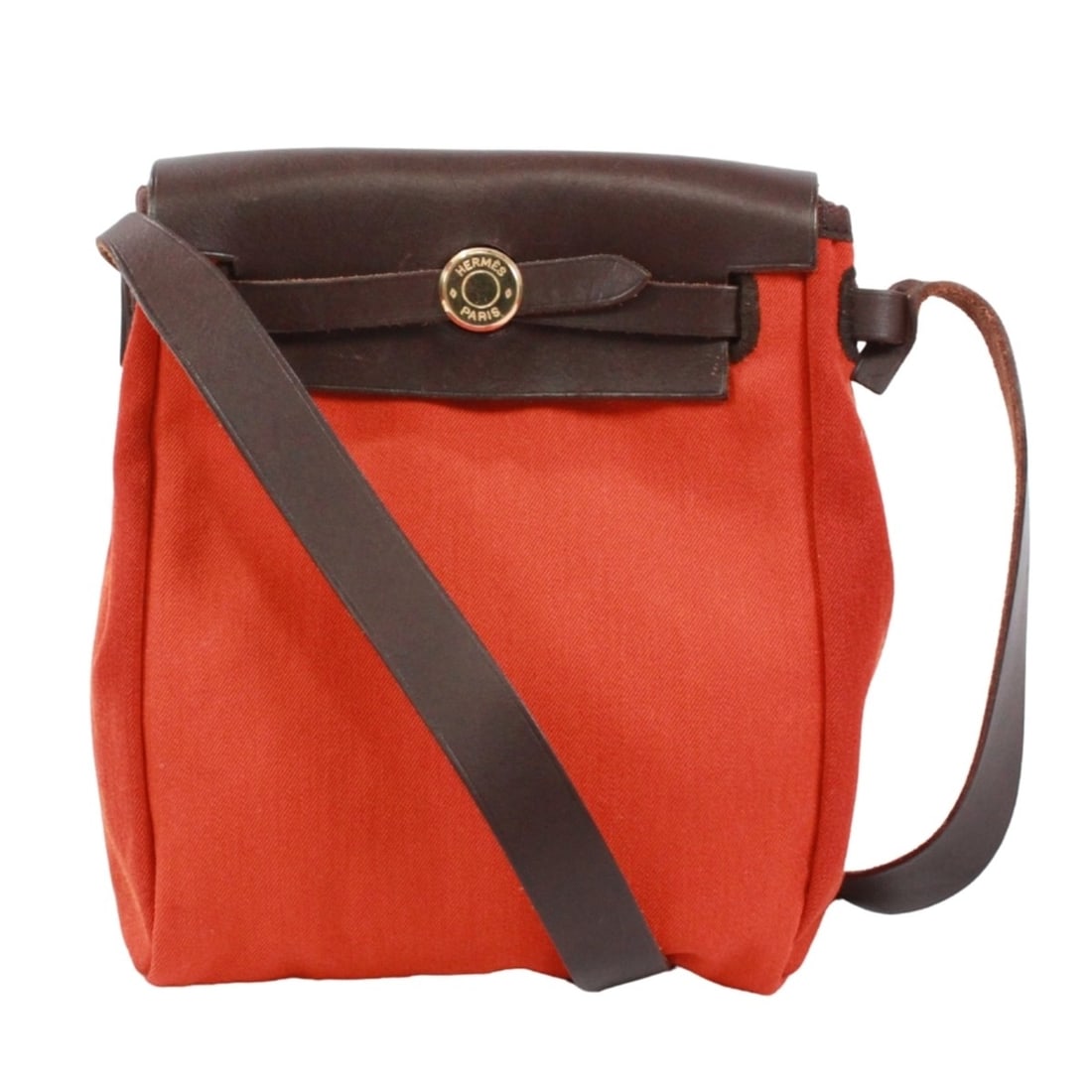 HERMES Hermès Herbag TPM Shoulder Bag Toile Officier Leather Orange Brown Women's: --- Catalog ---Category: SizeSize (HxWxD): 20cm x 14cm x 4cm / 7.87'' x 5.51'' x 1.57''Category: DesignType: Shoulder bagColor: Brown, OrangeGender: WomenMaterial: Toile officier , Leather Category: G