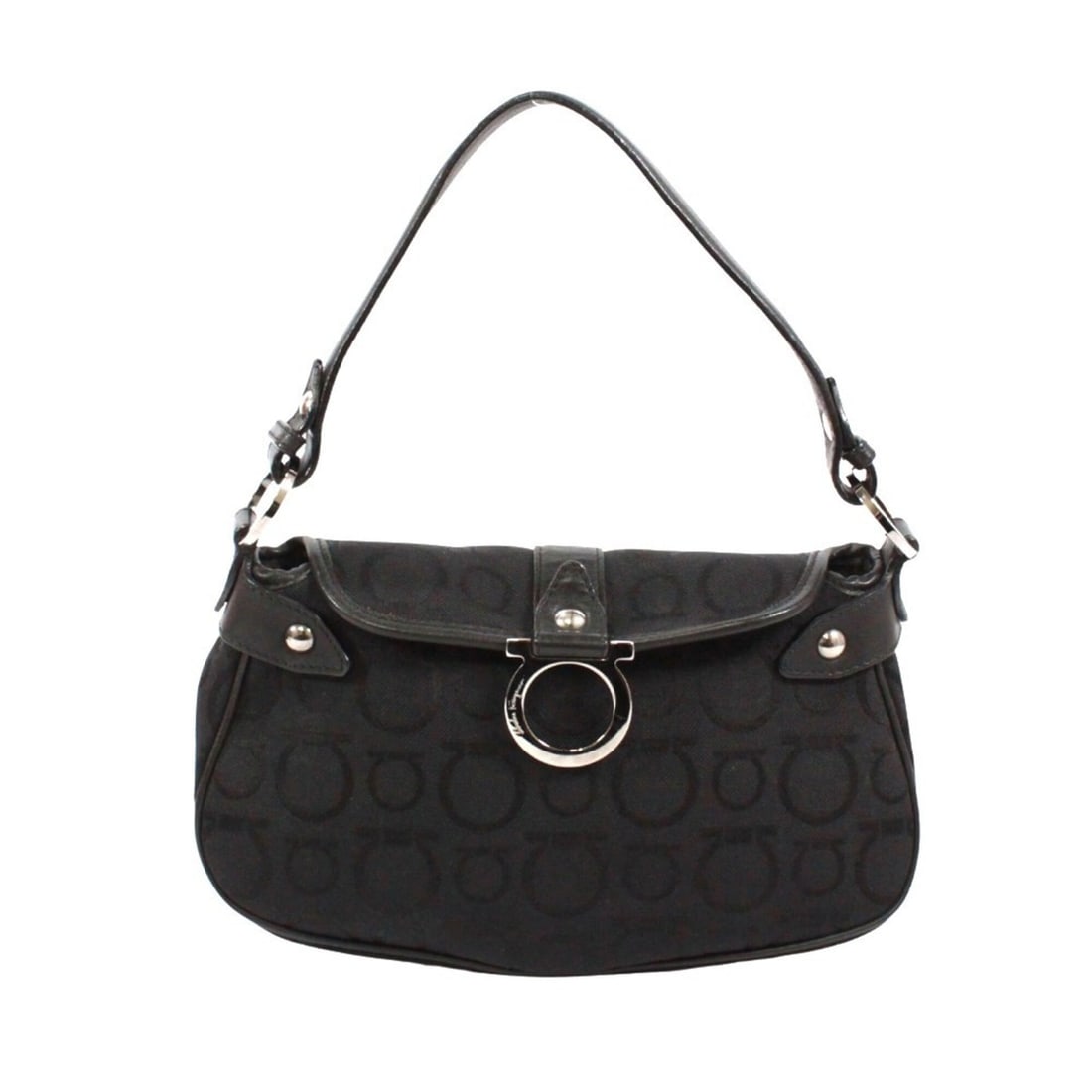 Salvatore Ferragamo One-Shoulder Gancini AU-21 6847 Shoulder Bag Canvas Leather Black Women's: --- Catalog ---Category: SizeSize (HxWxD): 15cm x 26cm x 5cm / 5.9'' x 10.23'' x 1.96''Category: DesignType: Shoulder bagColor: BlackGender: WomenMaterial: Canvas , Leather Category: GeneralMPN: AU-21