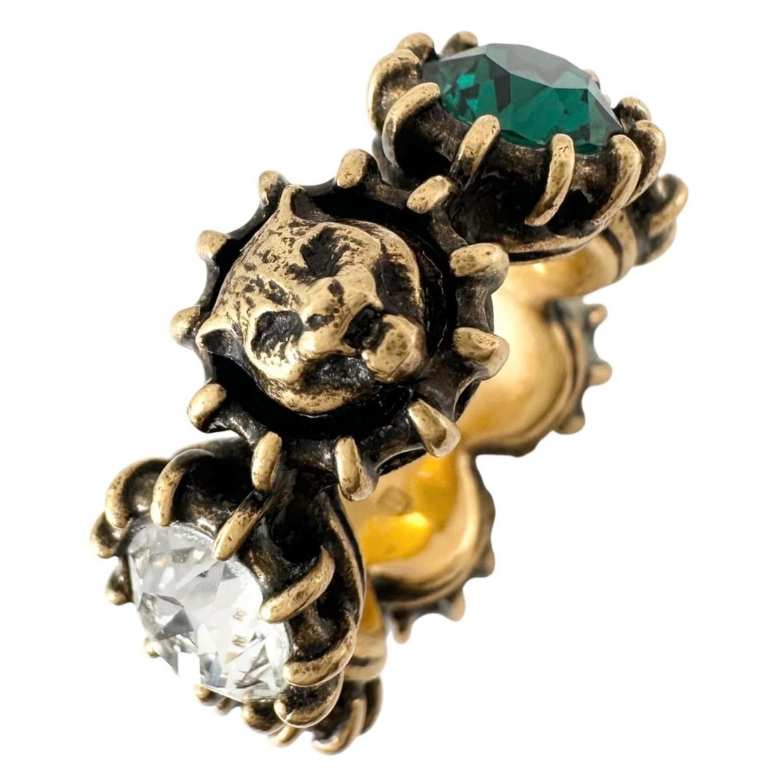 GUCCI Cat Head Ring, Rhinestone, Gold Plated, Multicolor, Men's: --- Catalog ---Category: SizeJP Size: 16US Size: 8Category: DesignType: Band ringColor: Gold, Multi-colorGender: MenMaterial: Gold plating, RhinestoneCategory: GeneralBrand: GucciCountry of Origin: It