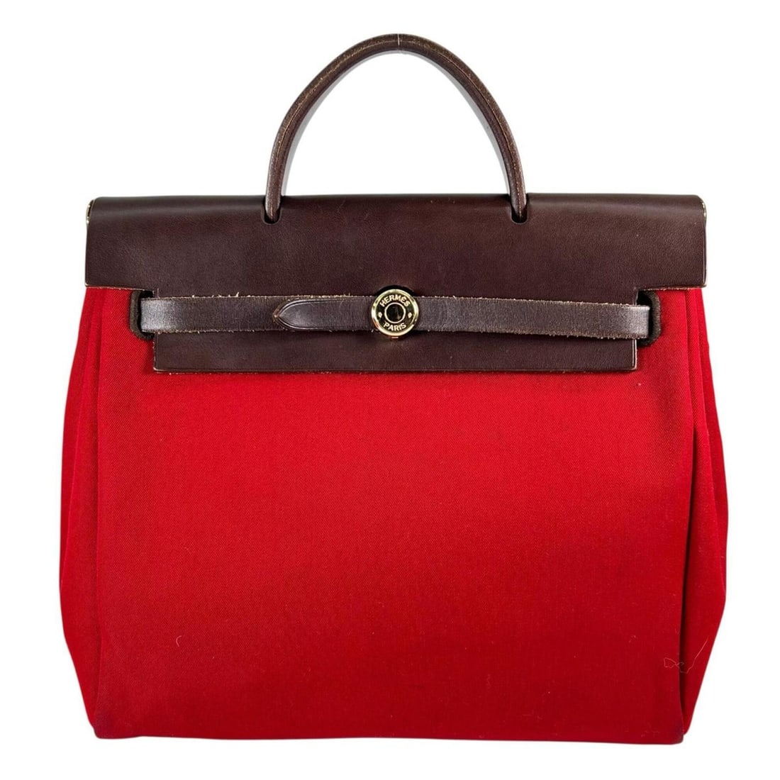 HERMES Herbag Ad PM Backpack Leather Toile Milord Red Brown Women's: --- Catalog ---Category: SizeSize (HxWxD): 24cm x 27.2cm x 10cm / 9.44'' x 10.7'' x 3.93''Category: DesignType: BackpackColor: Brown, Red colorGender: WomenMaterial: Leather Category: GeneralBrand: He