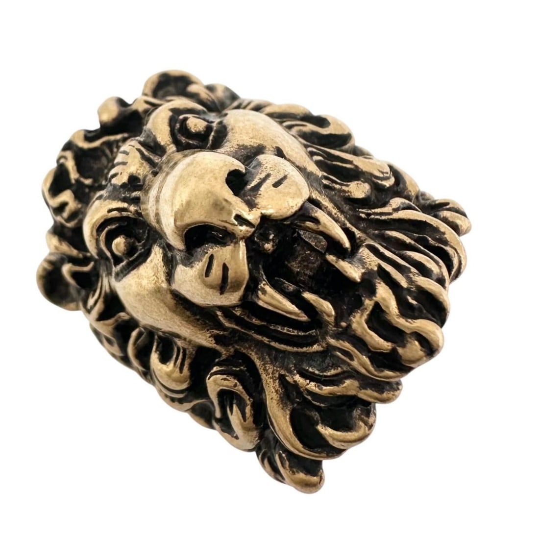GUCCI Lion Head Ring, Metal, Gold, Men's: --- Catalog ---Category: SizeJP Size: 15US Size: 7.5Category: DesignType: Band ringColor: GoldGender: MenMaterial: MetalCategory: GeneralBrand: GucciCountry of Origin: Italy--- Item List ---Section: C