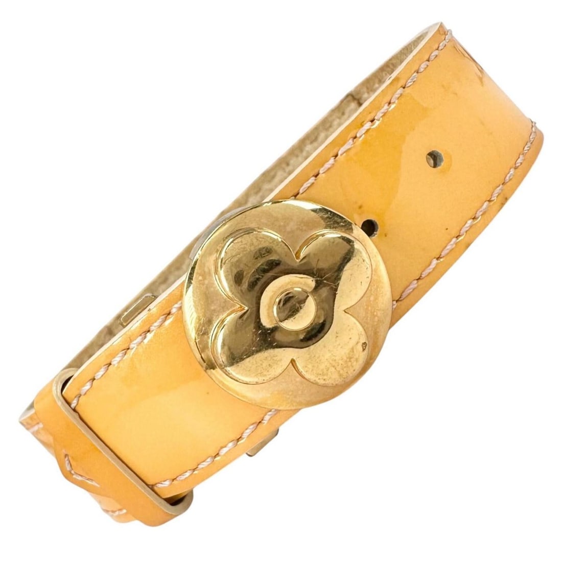 LOUIS VUITTON Good Luck Bracelet Monogram Vernis Yellow Gold Women's: --- Catalog ---Category: SizeWidth: 1.6cm / 0.62''Length: 19cm / 7.48''Category: DesignType: Charm braceletColor: Gold, YellowGender: WomenMaterial: Monogram VernisCategory: GeneralBrand: Louis Vuitto