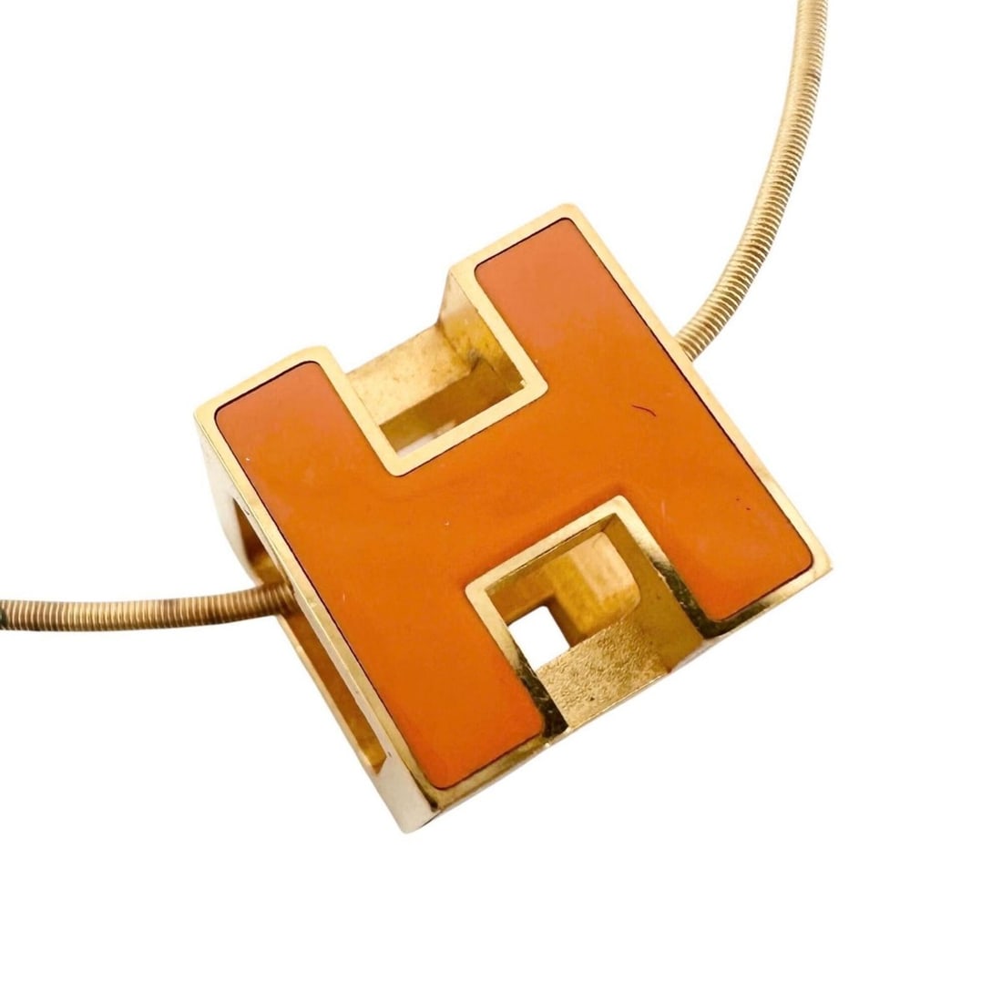 HERMES H-Cube Necklace, GP Orange Gold, Women's: --- Catalog ---Category: SizePendant Size: 12mm x 12mm / 0.47'' x 0.47''Neck Circumference: 43.5 cm / 17.12''Category: DesignColor: Gold, OrangeGender: WomenMaterial: Gold platingNecklace Type: Neckla