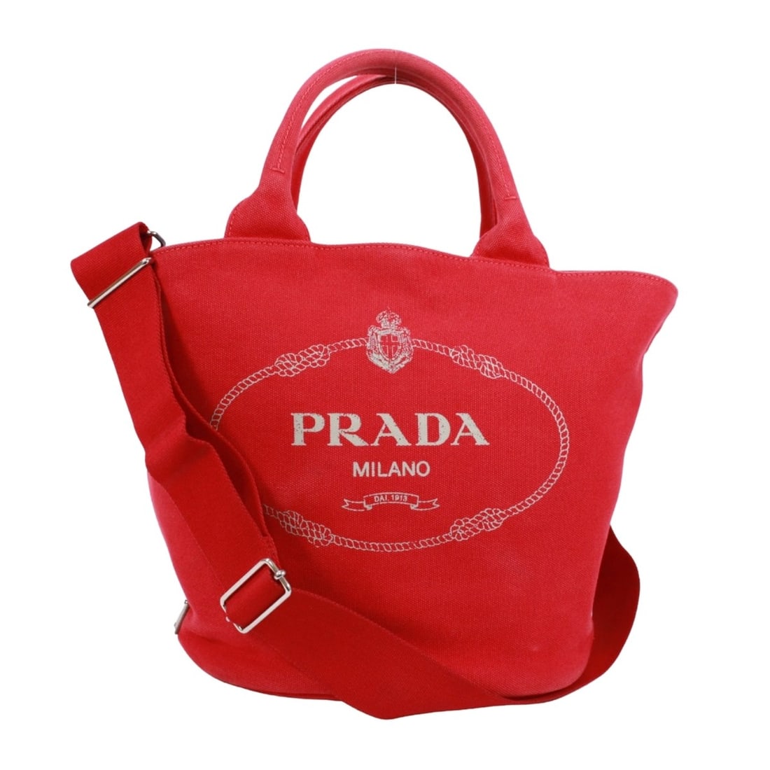 PRADA Canapa 1BG186 Tote Bag, Canvas, Red, Women's (1 of 16)