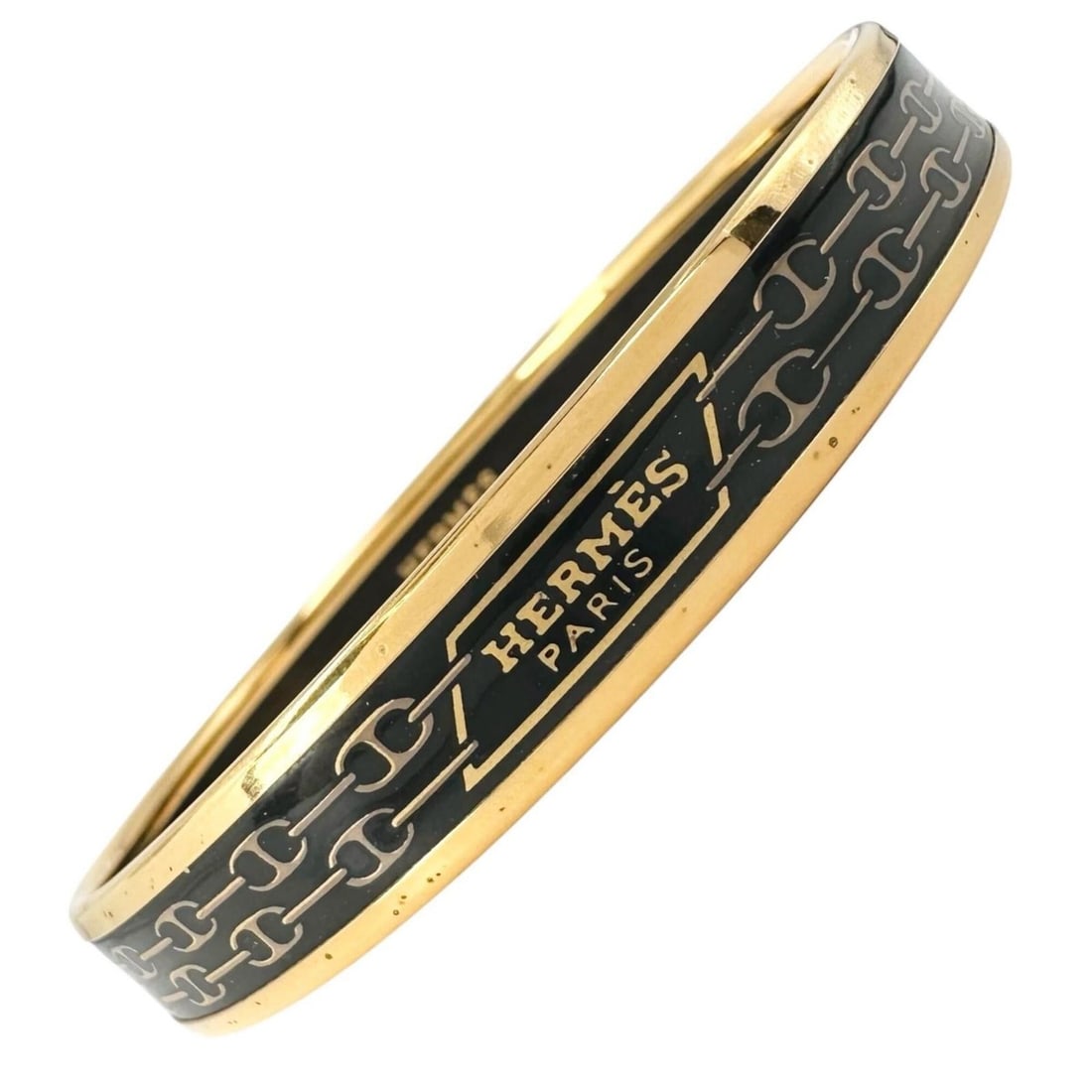 HERMES Hermes Email Chaine d'Ancre Pattern Bangle, Plated Black Gold, Women's: --- Catalog ---Category: SizeWidth: 9mm / 0.35''Length: 19.2cm / 7.55''Category: DesignType: BangleColor: Black, GoldGender: WomenMaterial: Gold platingCategory: GeneralBrand: HermesCountry of Origin: