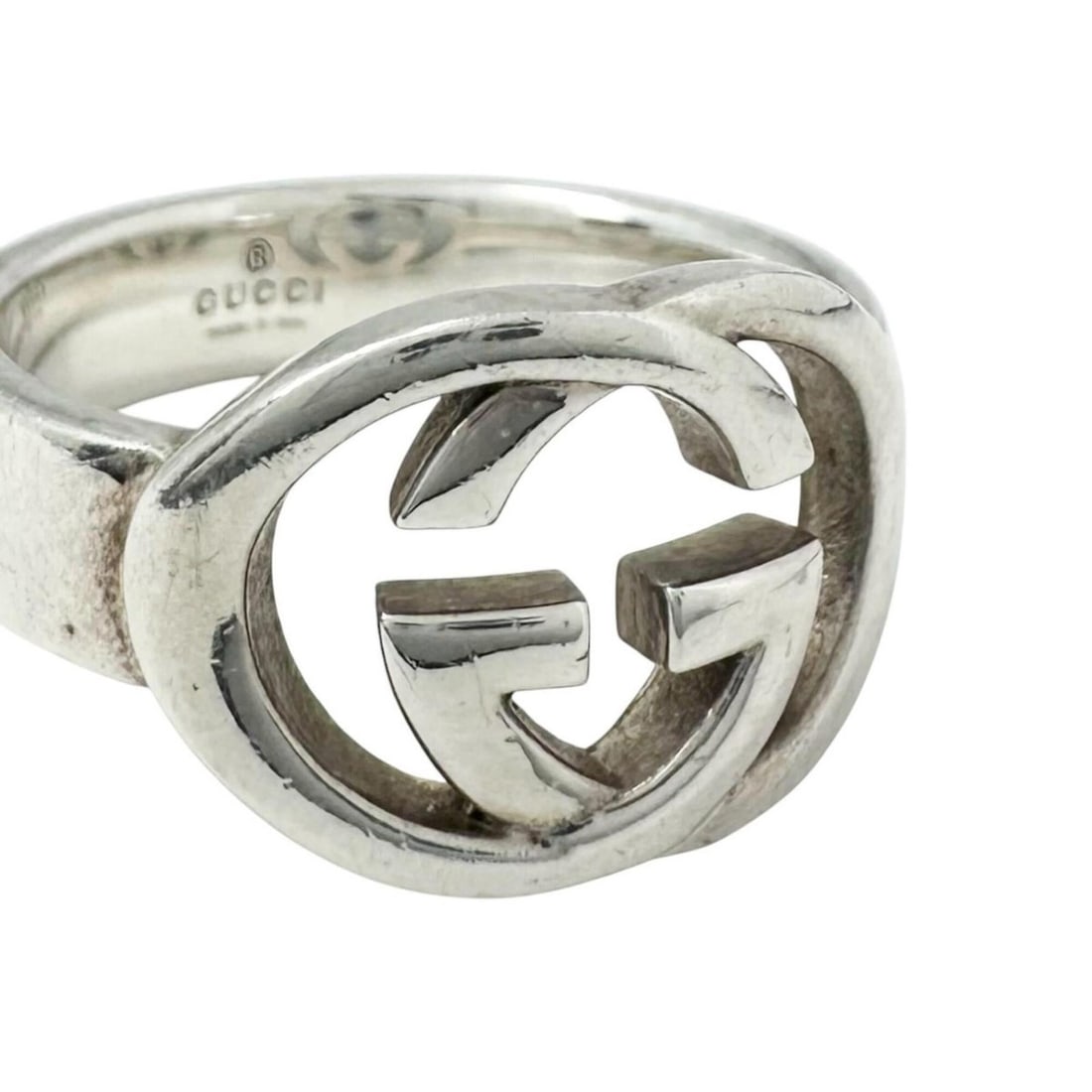 GUCCI GG Interlocking Ring, Ag925 Silver, Men's Ring - 4