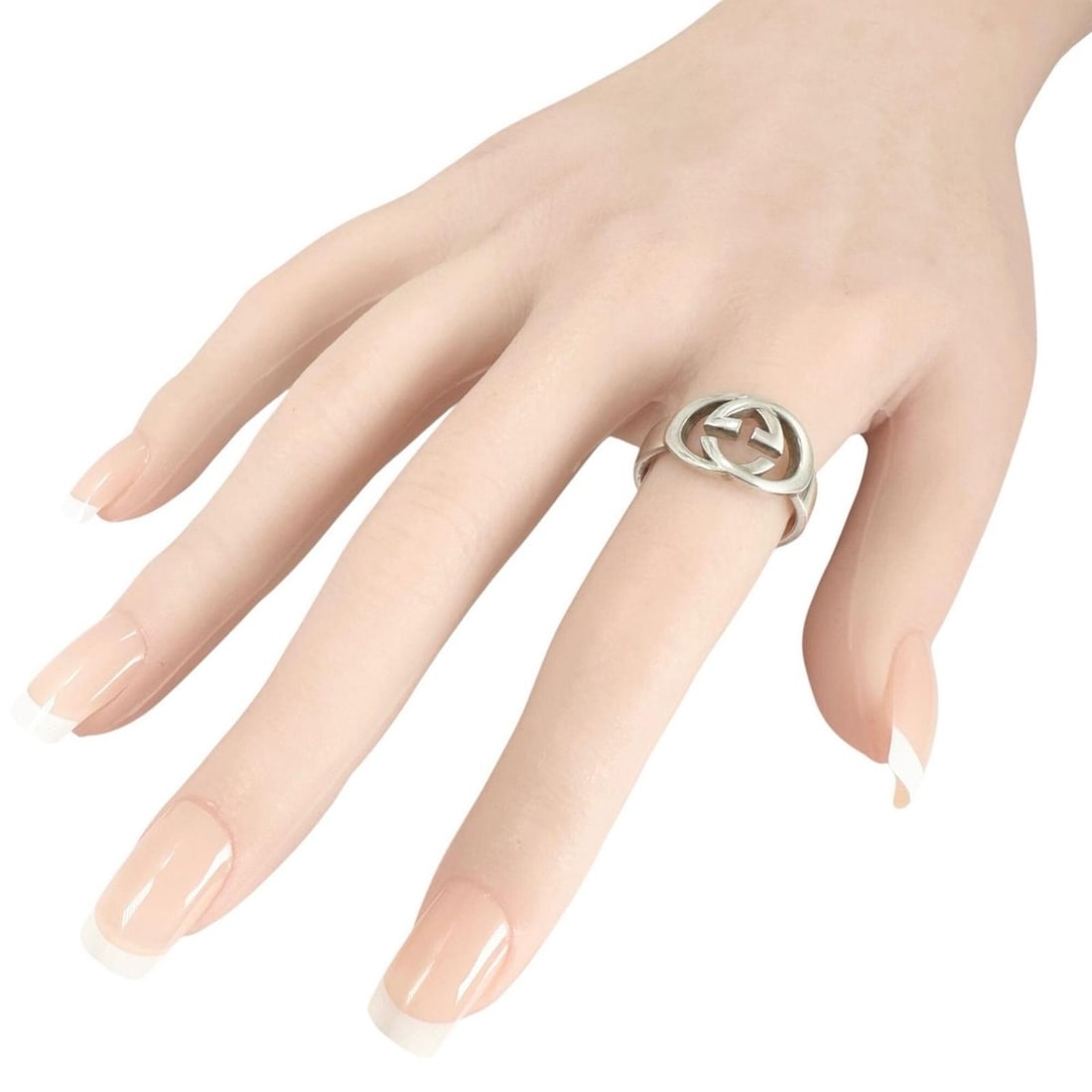 GUCCI GG Interlocking Ring, Ag925 Silver, Men's Ring - 7
