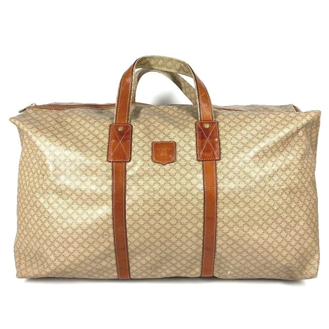 CELINE Vintage Macadam Logo Bag, Travel Handbag, Boston Leather, Men's & Women's, Beige: --- Catalog ---Category: SizeSize (HxWxD): 36.5cm x 60cm x 26cm / 14.37'' x 23.62'' x 10.23''Category: DesignType: Boston bag, HandbagColor: Beige, BrownGender: Men,Women,UnisexSeason: VintageMaterial