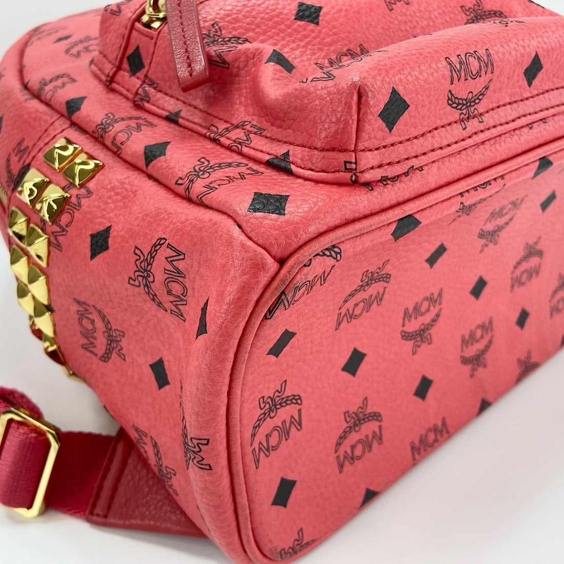 MCM Stark Side Studs Small Stud Backpack Red - 8
