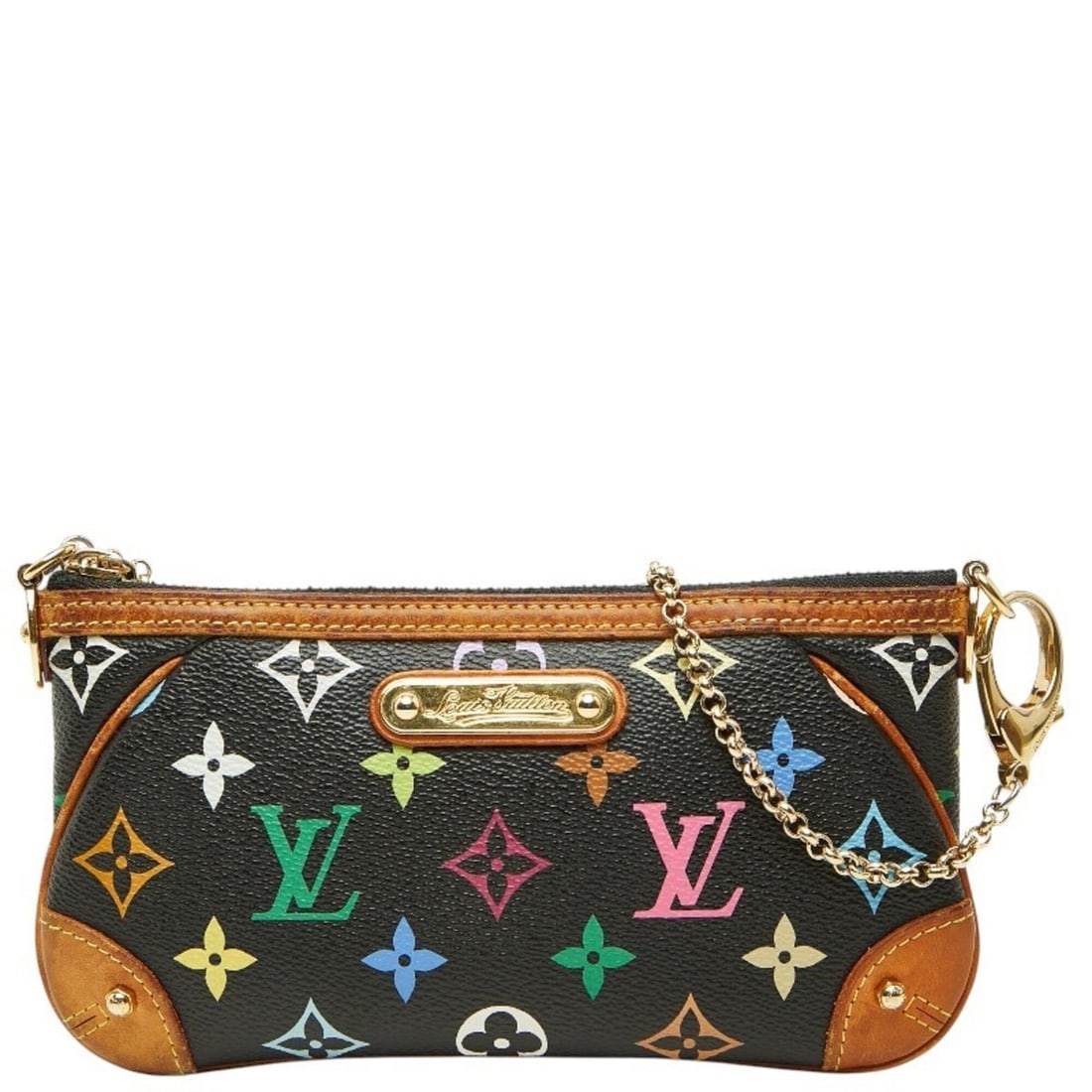 Louis Vuitton Monogram Multicolor Pochette Mira MM Handbag Accessory Pouch M60097 Noir Black Leather: --- Catalog ---Category: SizeSize (HxWxD): 1cm x 20.5cm x 10.5cm / 0.39'' x 8.07'' x 4.13''Category: DesignType: Handbag, Pochette, PouchColor: Black, Monogram, Multi-color, NoirGender: WomenMaterial: