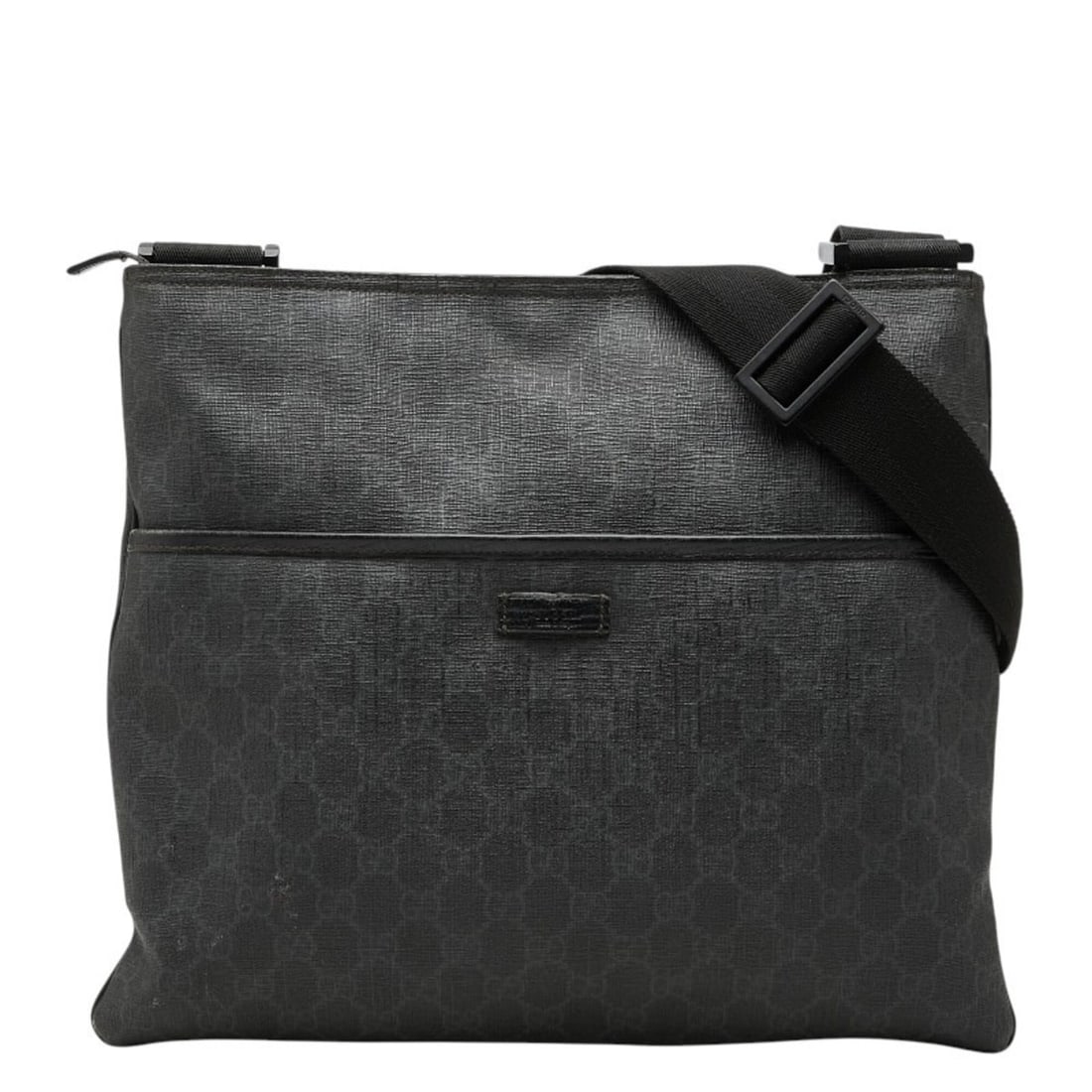 Gucci GG Supreme Crossbody Shoulder Bag 162904 Black Gray Leather Women's GUCCI: --- Catalog ---Category: SizeSize (HxWxD): 29cm x 34.5cm x 1cm / 11.41'' x 13.58'' x 0.39''Category: DesignType: Shoulder bagColor: Black, GrayGender: WomenMaterial: GG Supreme Category: GeneralMPN: 1