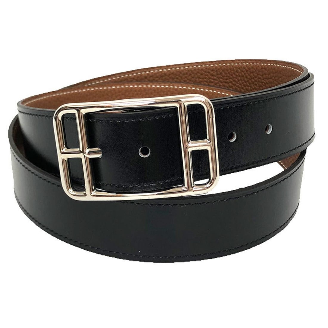 Hermes HERMES Leather Belt Men's Cape Cod Reversible Size 100 Togo x Box Calf Black Camel ? R: --- Catalog ---Category: SizeWidth: 3.2cm / 1.25''Length: 95cm - 103cm / 37.4'' - 40.55''Category: DesignType: Standard beltColor: Black, CamelGender: MenLeather/Fur Type: Box calf leather, Togo leath