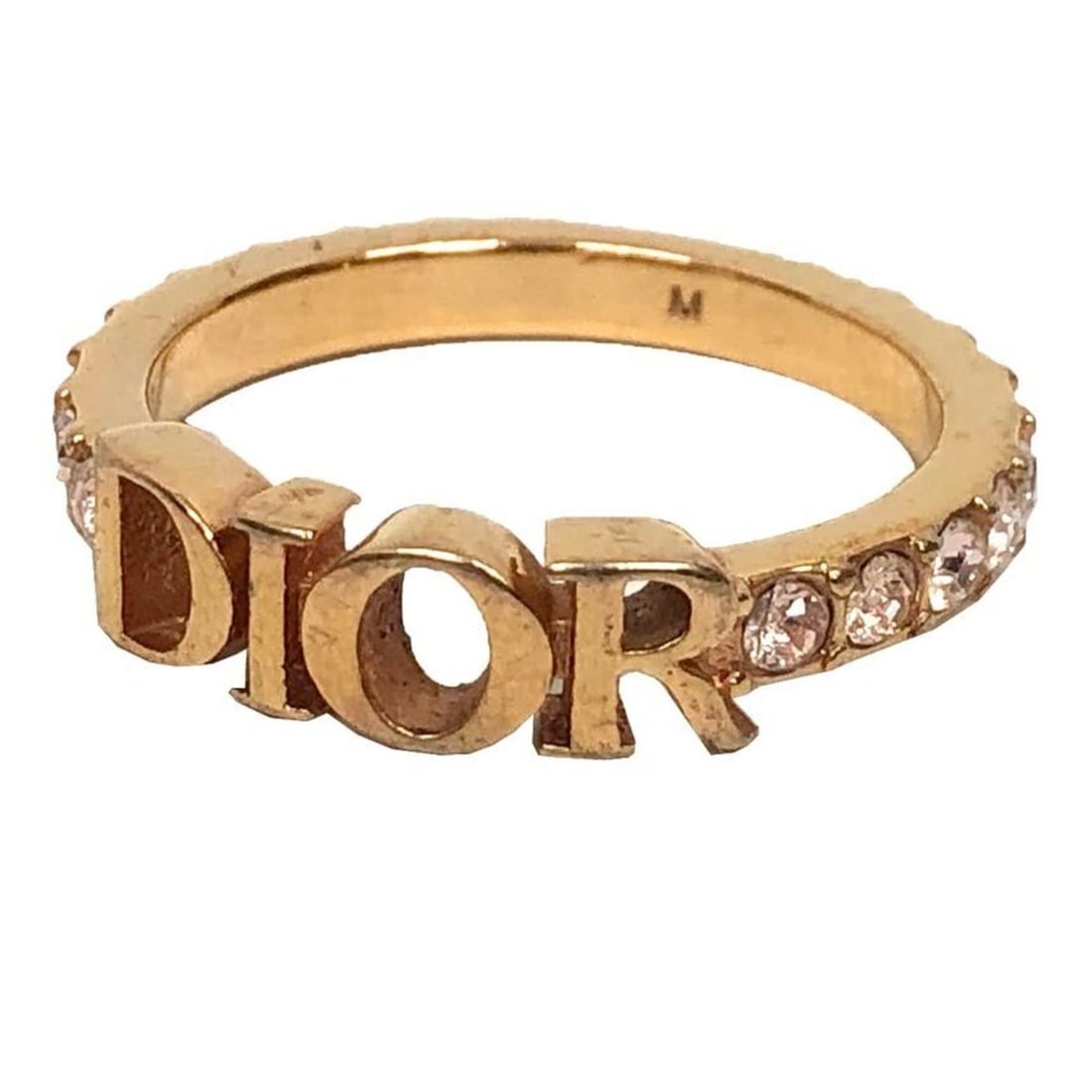 Christian Dior Revolution Ring #M (Japanese size 12) Gold for Women: --- Catalog ---Category: SizeJP Size: 12US Size: 6.5Category: DesignType: Band ringColor: GoldStone: CrystalGender: WomenMaterial: MetalCategory: GeneralBrand: Christian Dior--- Item List ---Section: 