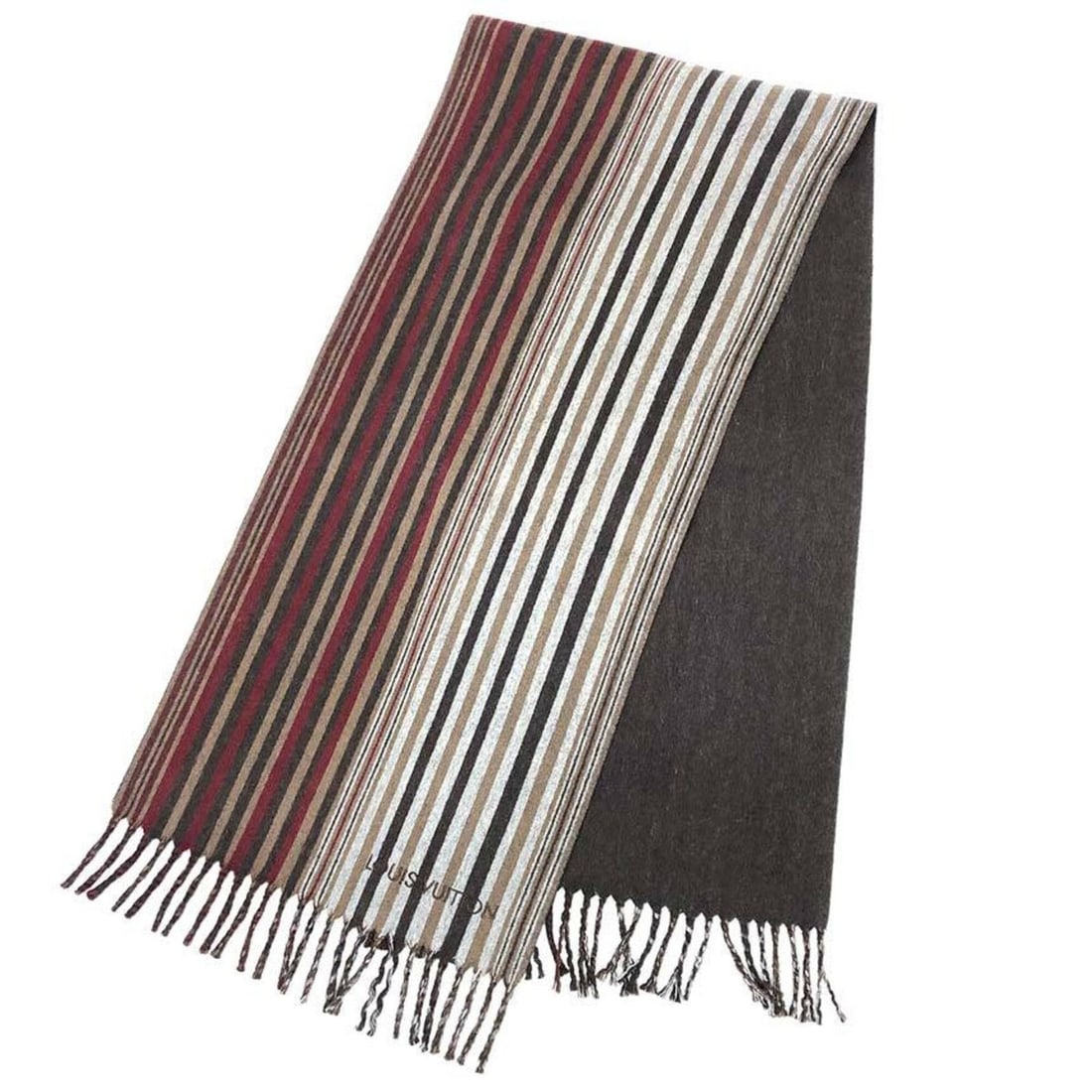 LOUIS VUITTON Louis Vuitton Multi-stripe Scarf Men's Cashmere Wool Brown x Gray Bordeaux: --- Catalog ---Category: SizeSize (LxW): 1.64m x 35cm / 64.56'' x 13.77''Category: DesignType: StoleColor: Bordeaux, Brown, GrayGender: MenMaterial: Cashmere 75%, Wool 25%Category: GeneralBrand: Louis