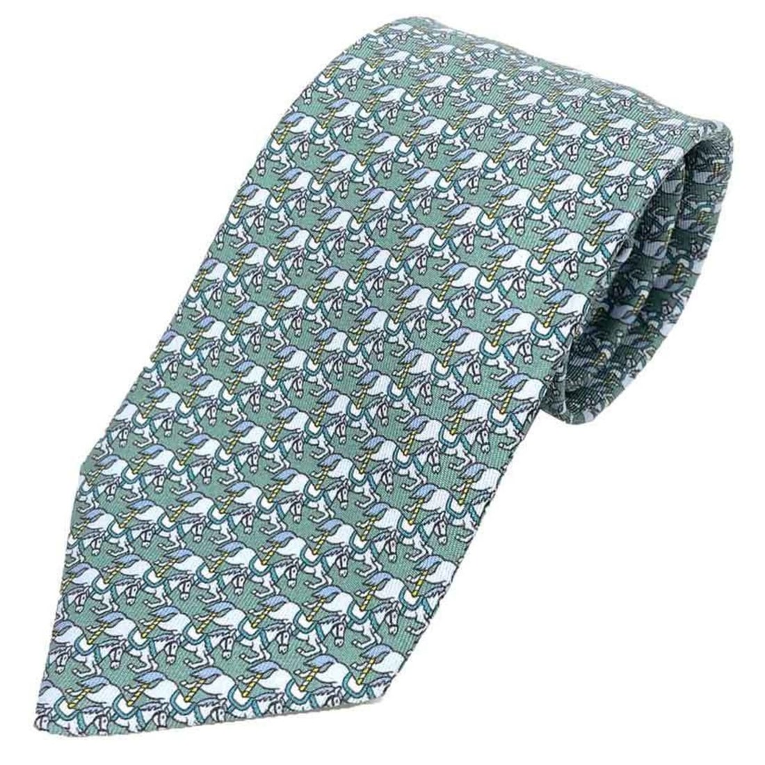 Hermes HERMES Tie Horse MANEGE 605826T 05 Light Blue Green CELADON/CIEL/JAUNE Silk Men's: --- Catalog ---Category: SizeWidth: 8cm / 3.14''Category: DesignType: CravatColor: Blue green, Light blueGender: MenMaterial: Silk Category: GeneralMPN: 605826T 05Brand: HermesCountry of Origin: Franc