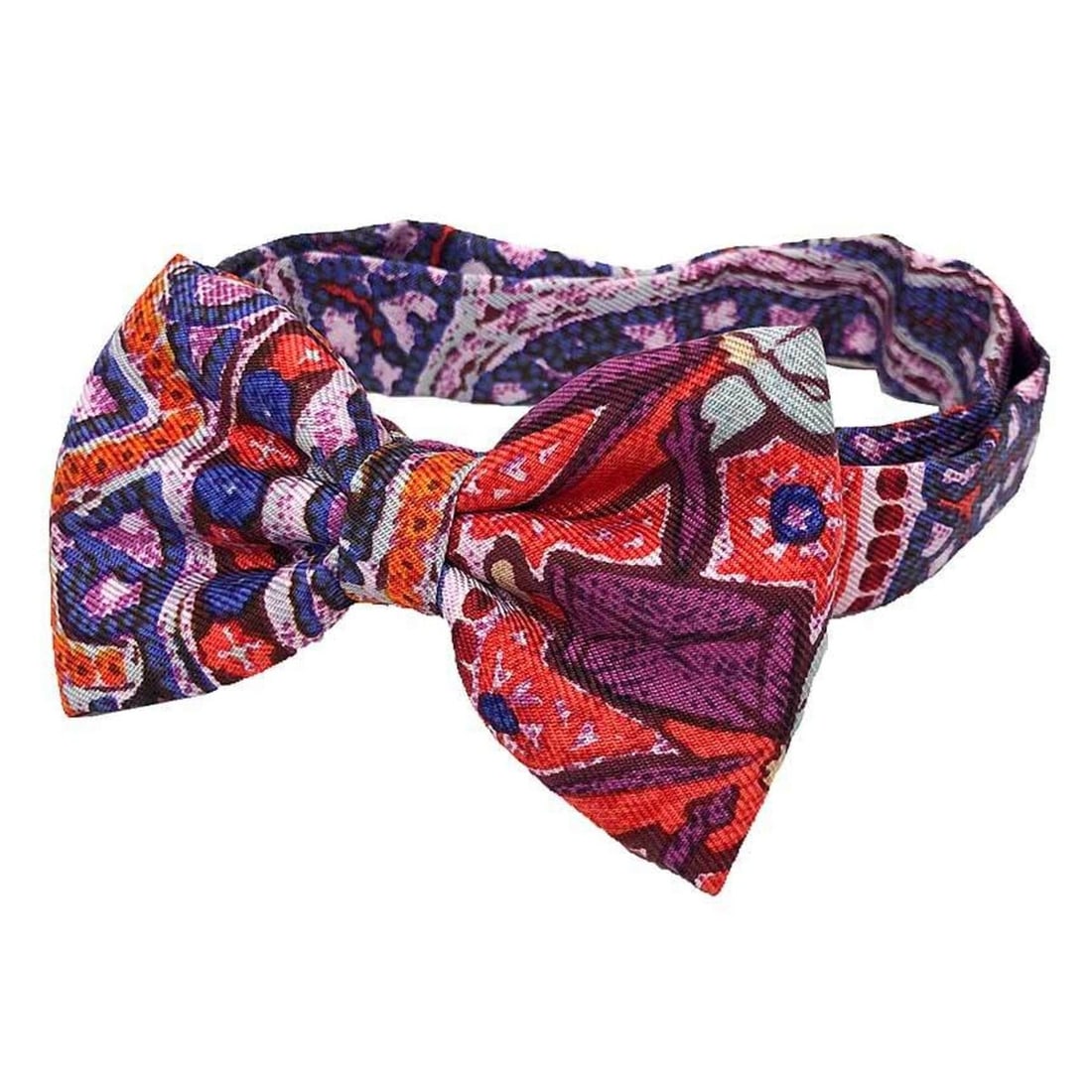 HERMES NOEUD PAPILLON Bow Tie Choker Bracelet by LALBHAI (AVEC L’AIMABLE AUTORISATION DU INSTITUTE: --- Catalog ---Category: SizeTotal Length: 40cm / 15.74''Category: DesignType: Bow tieColor: Purple, Red colorGender: Men,WomenMaterial: Silk Bow Tie Shape: ButterflyCategory: GeneralBrand: HermesCoun