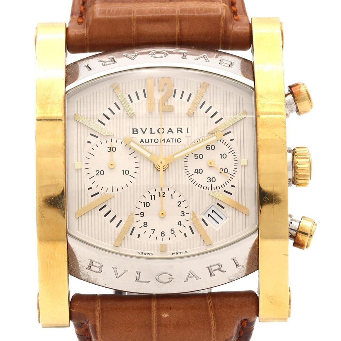 Bulgari Assioma Combination AA48SG AA48C6SGLD SSxYG Automatic Watch: --- Catalog ---Category: SizeCase Diameter: 48mm / 1.89''Category: DesignType: WristwatchGender: MenColor (Dial): SilverMaterial (Case): Stainless steel, Yellow goldCategory: GeneralMPN: AA48SG/AA48C6