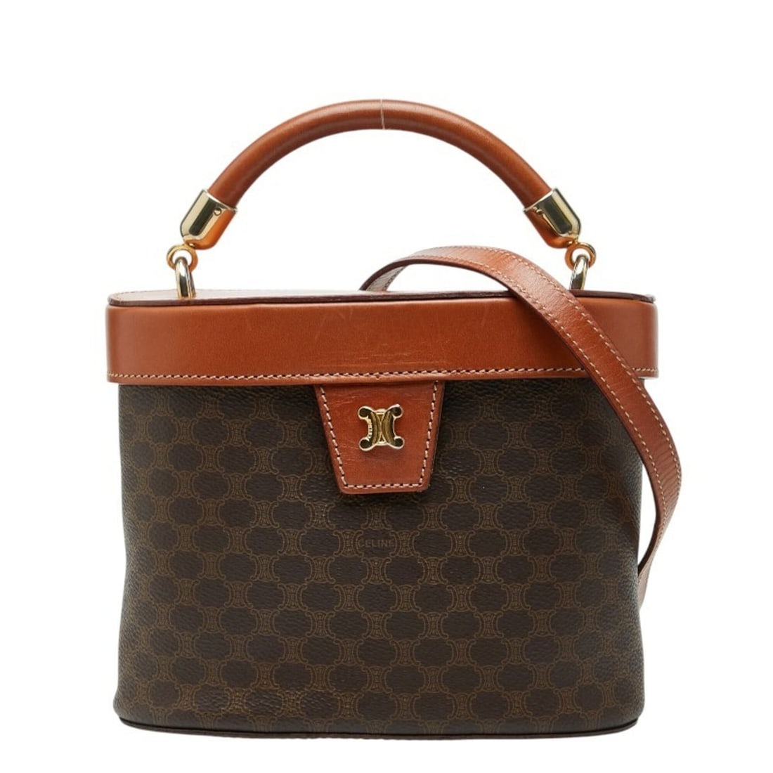 Celine Macadam Vanity Bag Shoulder 2-Way Brown Leather Women's CELINE: --- Catalog ---Category: SizeSize (HxWxD): 16cm x 19.5cm x 7.5cm / 6.29'' x 7.67'' x 2.95''Category: DesignType: Shoulder bag, Vanity bagColor: BrownGender: WomenMaterial: PVC Category: GeneralBrand: 
