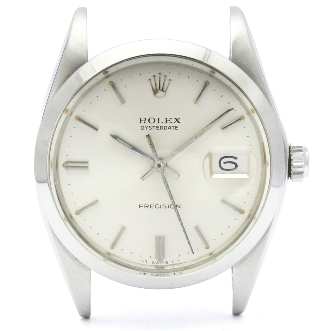 ROLEX Oyster Date Precision 6694 Hand-winding Watch Head Only Vintage: --- Catalog ---Category: SizeCase Diameter: 35mm / 1.38''Category: DesignType: WristwatchStyle: Dress/FormalGender: MenColor (Dial): SilverMaterial (Case): Stainless steelCategory: GeneralBrand: Rolex