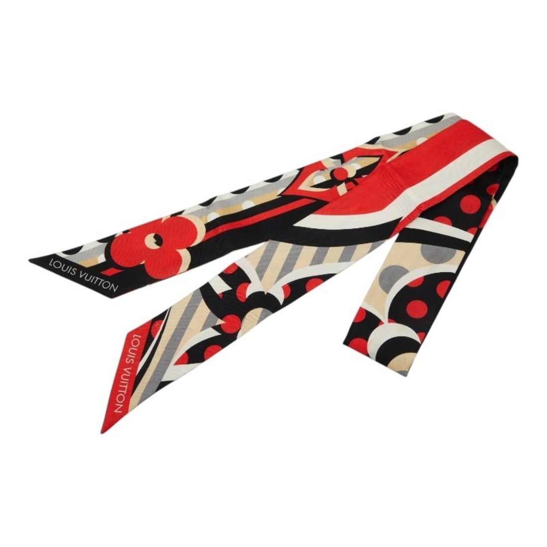 Louis Vuitton Pop Monogram Bandeau BB Scarf M70852 Red Black Silk Women's LOUIS VUITTON: --- Catalog ---Category: SizeSize (LxW): 1.18m x 5cm / 46.45'' x 1.96''Category: DesignType: ScarfColor: Black, Red colorGender: WomenMaterial: Silk Category: GeneralLine: MonogramBrand: Louis Vuitton