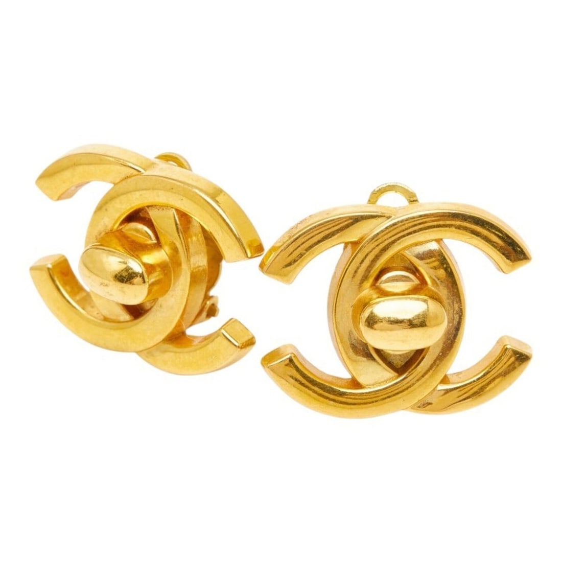 Chanel Coco Mark Vintage Earrings, 96A Stamp, Gold Plated, Women's CHANEL: --- Catalog ---Category: SizeStone Size (HxW): 21.70mm x 27.20mm / 0.85'' x 1.07''Category: DesignColor: GoldGender: WomenSeason: VintageCategory: GeneralBrand: Chanel--- Item List ---Section: Conditi