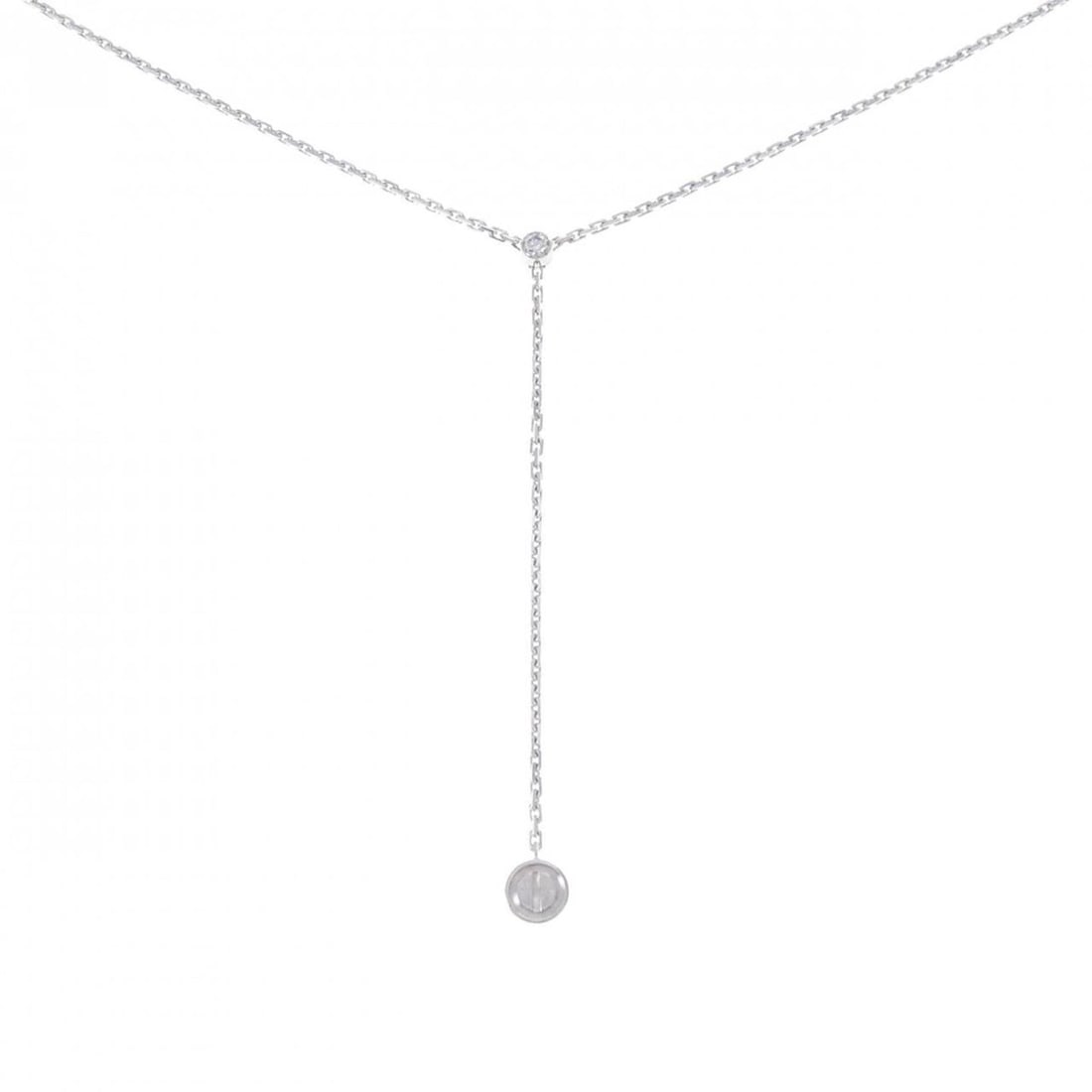 Cartier Love Necklace: --- Catalog ---Category: SizePendant Size: 83.4mm x 7.2mm / 3.28'' x 0.28''Neck Circumference: 38 cm / 14.96''Category: DesignColor: White goldStone: DiamondGender: WomenMaterial: White gold
