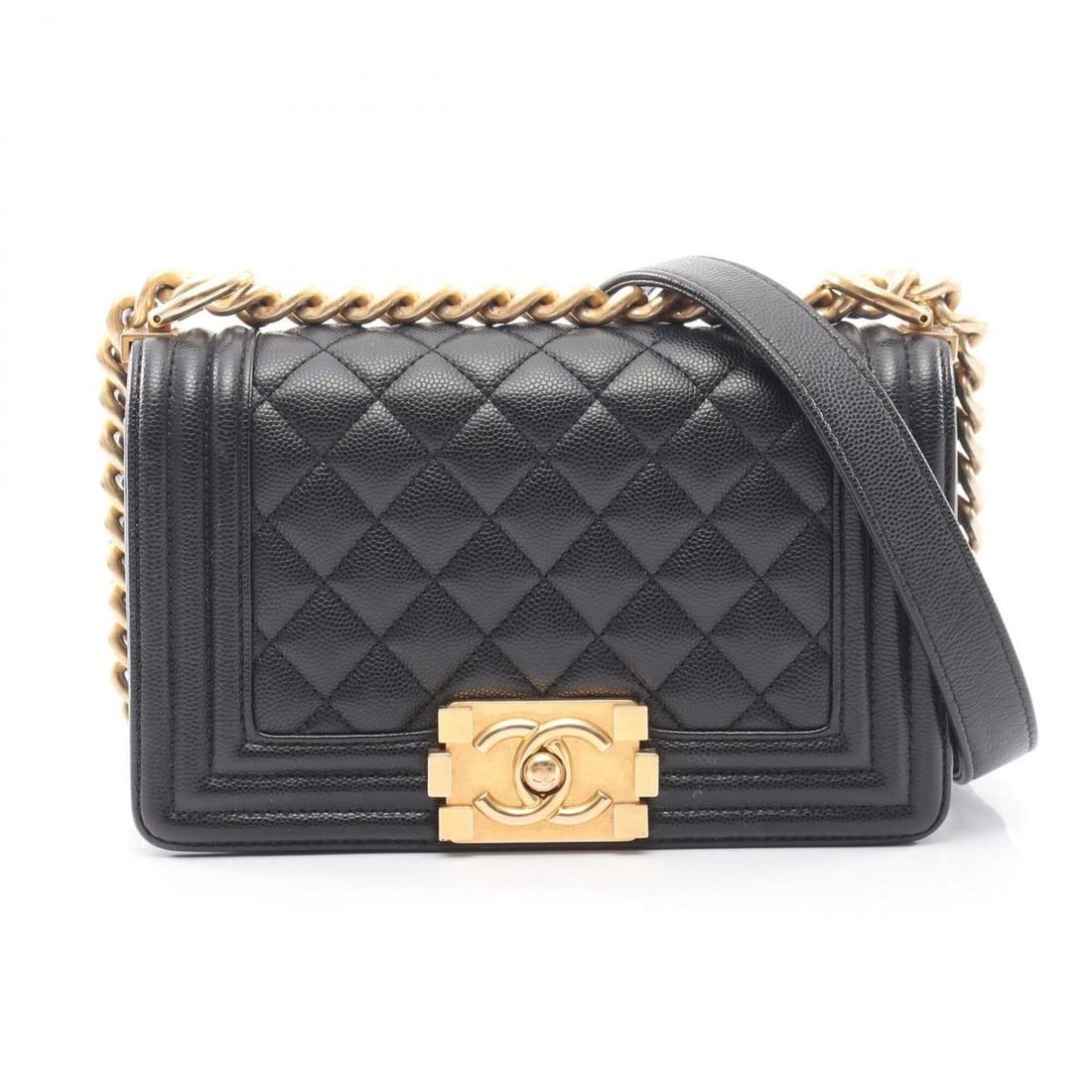 Chanel Boy Small Shoulder Bag/Handbag, Caviar Leather (Grained Calfskin), Women's, Black, A67085: --- Catalog ---Category: SizeSize (HxWxD): 12cm x 20cm x 6cm / 4.72'' x 7.87'' x 2.36''Category: DesignType: Handbag, Shoulder bagColor: BlackGender: WomenMaterial: Grained Calfskin Category: GeneralM