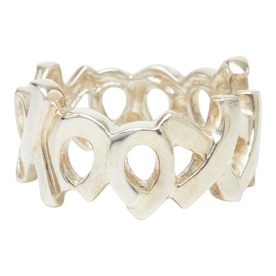Tiffany & Co. Love Kiss Ring, Sterling Silver (SV925), Women's Ring.: --- Catalog ---Category: SizeWidth: 10.3mm / 0.41''Weight: 4.6g / 0.16oz.JP Size: 7US Size: 4Inner Diameter: 15.90mm / 0.63''Category: DesignType: Band ringGender: WomenMaterial: Silver 925Category: G