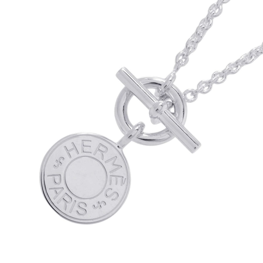 Hermes Necklace Amulette H Ex-Libris Confetti Sellier SV925 Silver HERMES: --- Catalog ---Category: SizePendant Size: 26.9mm x 14mm / 1.05'' x 0.55''Neck Circumference: 42.5 cm / 16.73''Category: DesignColor: SilverGender: WomenMaterial: Silver 925Pendant Type: AmuletNecklac