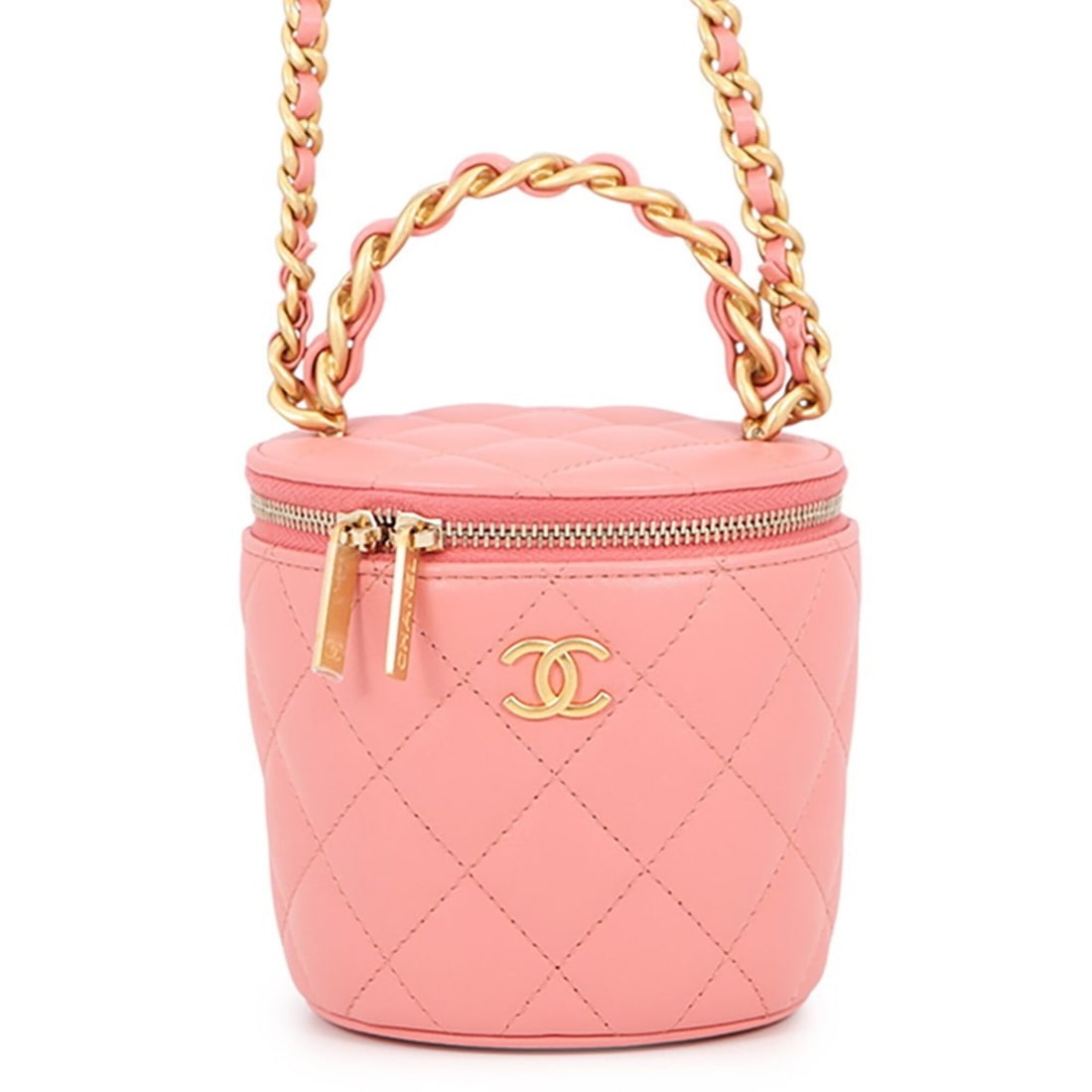Chanel Chain Shoulder Bag, Coco Mark, Matelassé Vanity Case, Lambskin, CHANEL Handbag, Women's: --- Catalog ---Category: SizeSize (HxWxD): 11.5cm x 9.5cm x 7.5cm / 4.52'' x 3.74'' x 2.95''Category: DesignType: Handbag, Shoulder bag, Vanity bagColor: PinkGender: WomenMaterial: Leather Leather/Fur
