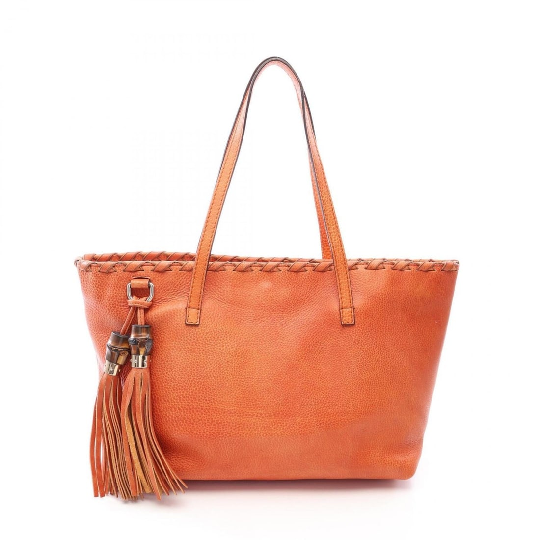 Gucci tote bag/handbag with bamboo tassel charm, leather, women's, orange, item number 218780: --- Catalog ---Category: SizeSize (HxWxD): 26cm x 33cm x 16cm / 10.23'' x 12.99'' x 6.29''Strap Length: 57cm / 22.44''Category: DesignType: Handbag, Tote bagColor: OrangeGender: WomenMaterial: Leather